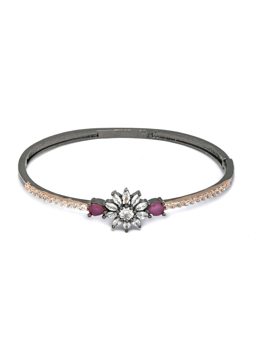 Priyaasi Women Dual Toned Floral American Diamond Bracelet 