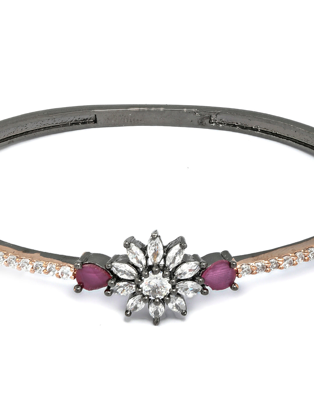 Priyaasi Women Dual Toned Floral American Diamond Bracelet 