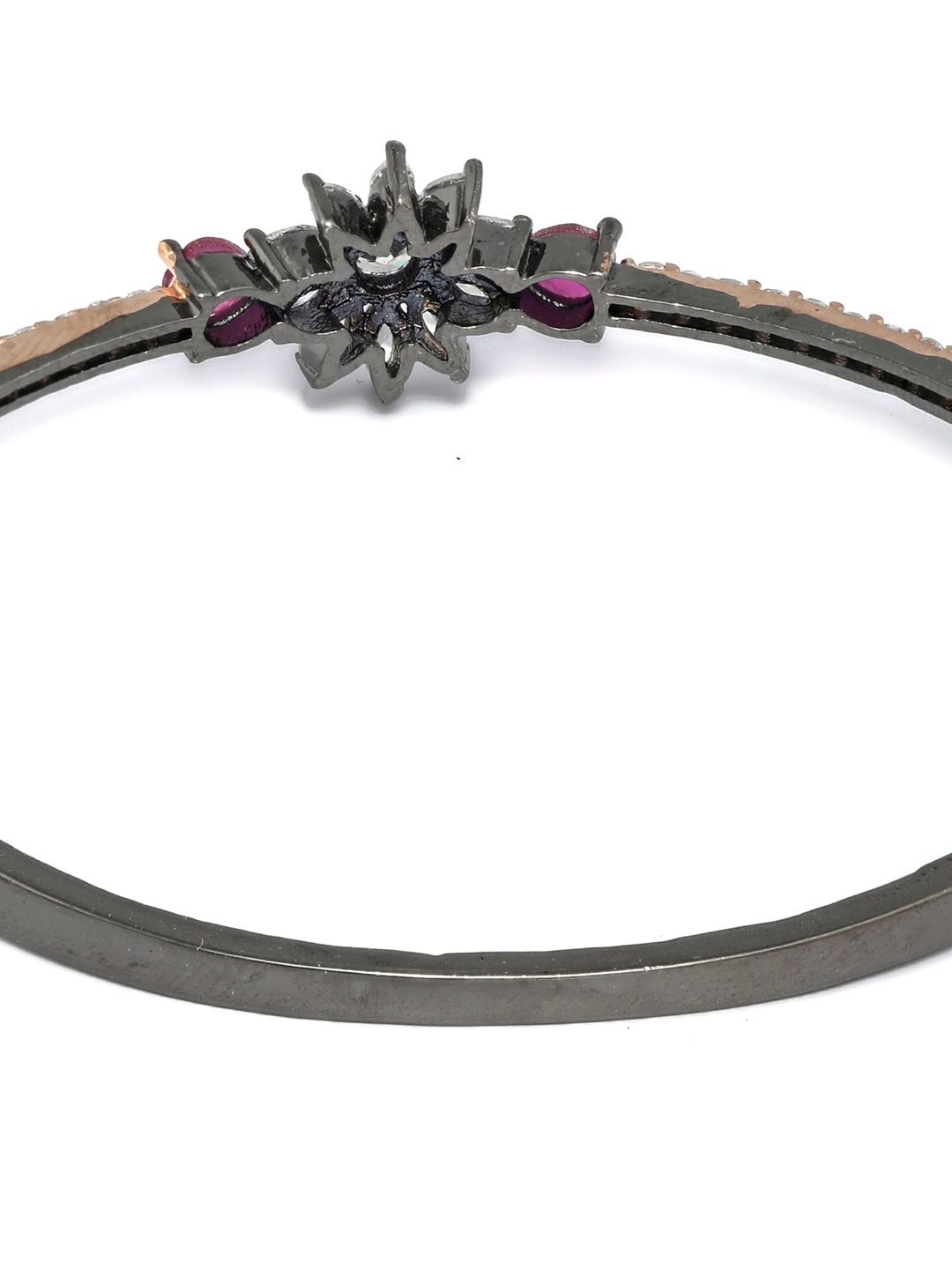Priyaasi Women Dual Toned Floral American Diamond Bracelet 