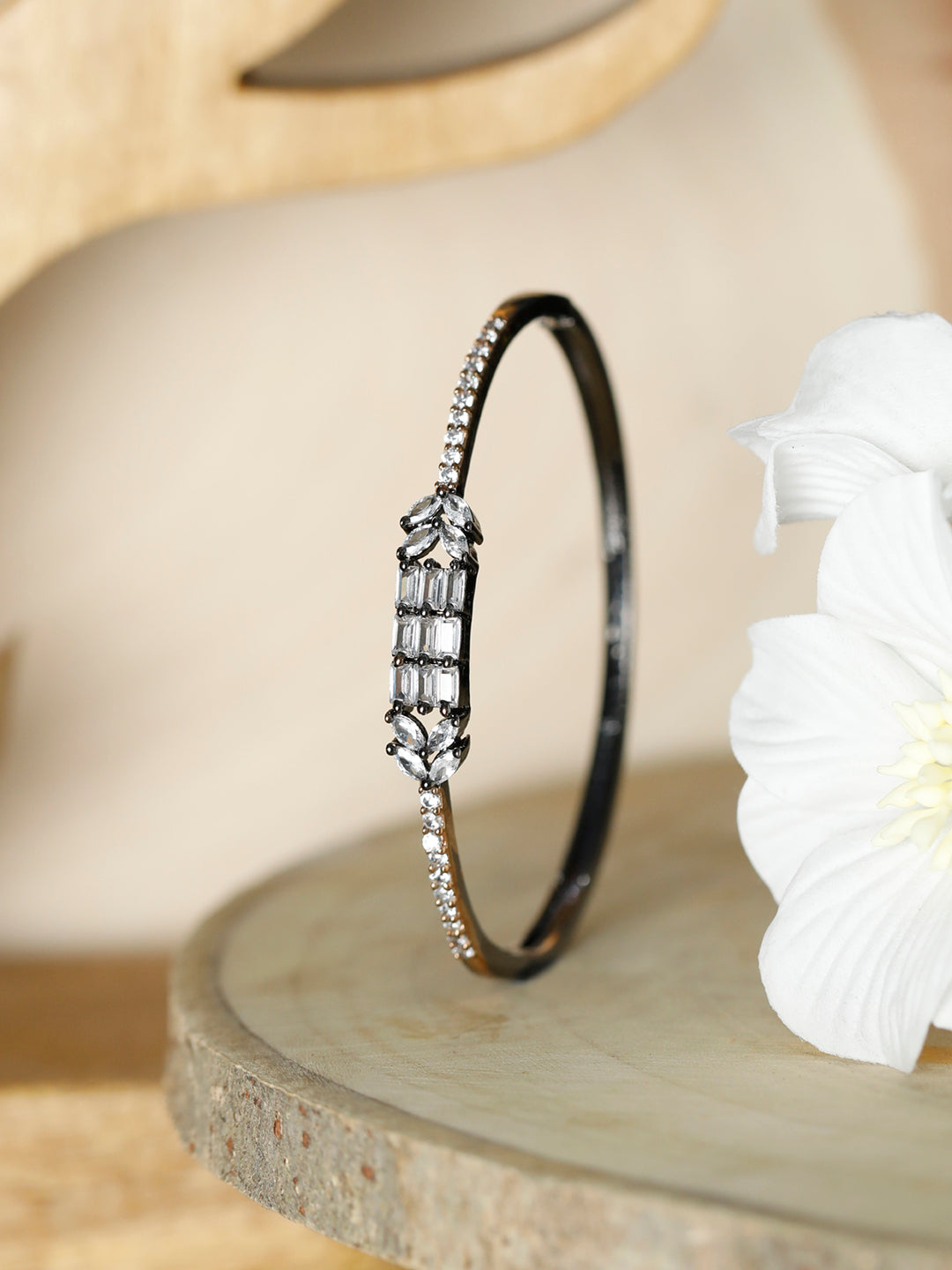 Priyaasi Women Dual Toned American Diamond Leaf Bracelet | Grab2Buy