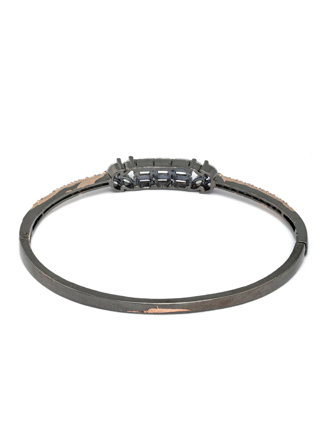 Priyaasi Women Dual Toned American Diamond Leaf Bracelet 