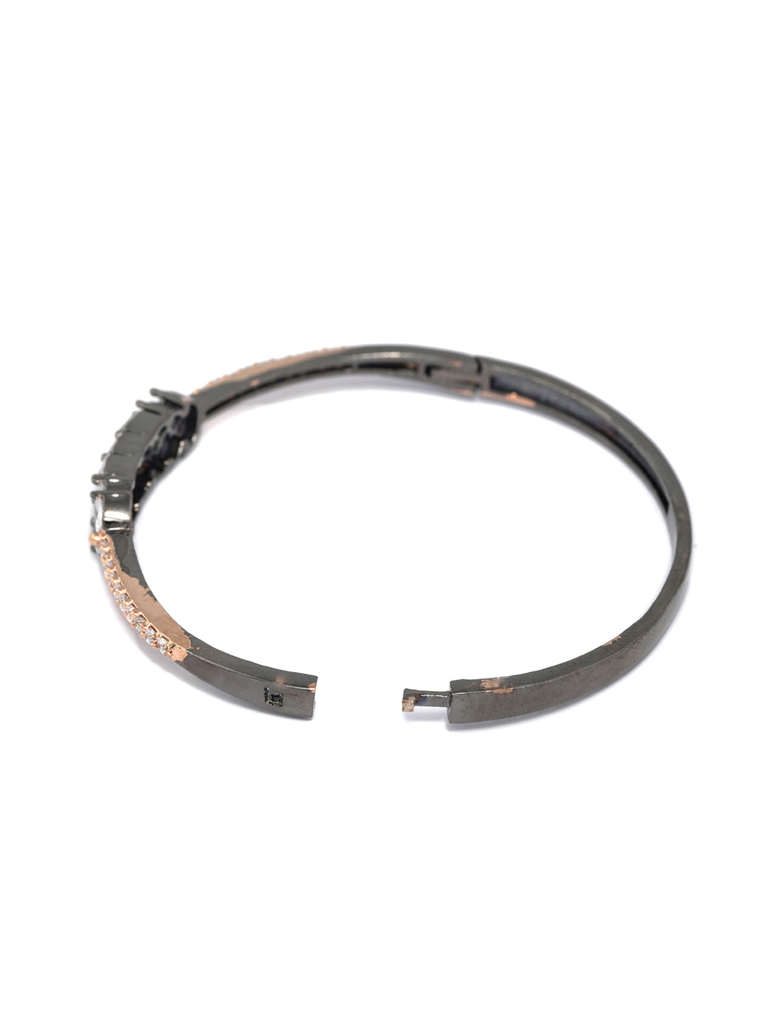 Priyaasi Women Dual Toned American Diamond Leaf Bracelet 