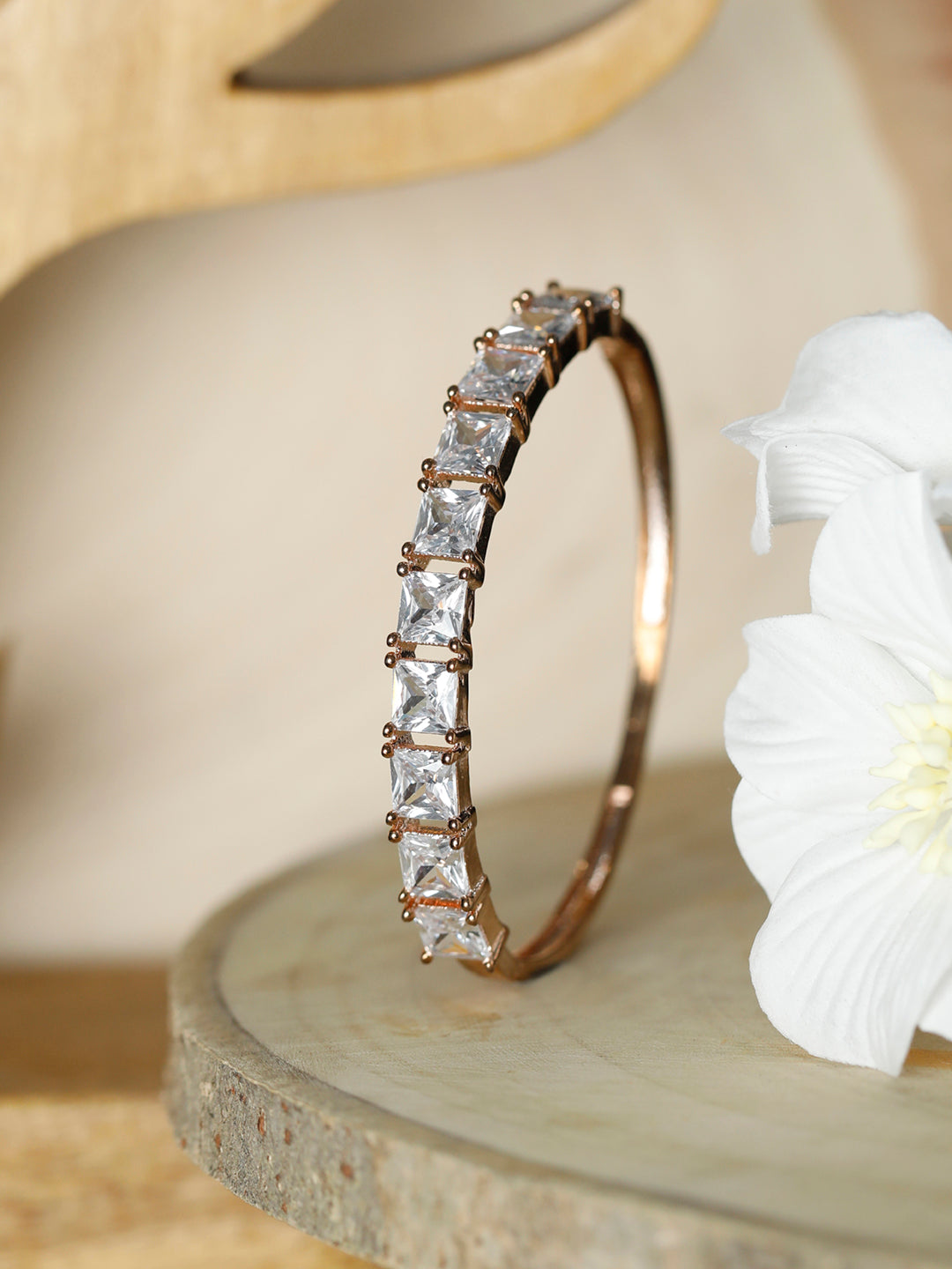 Priyaasi Women Elegant Solitaire Rose Gold Bracelet 