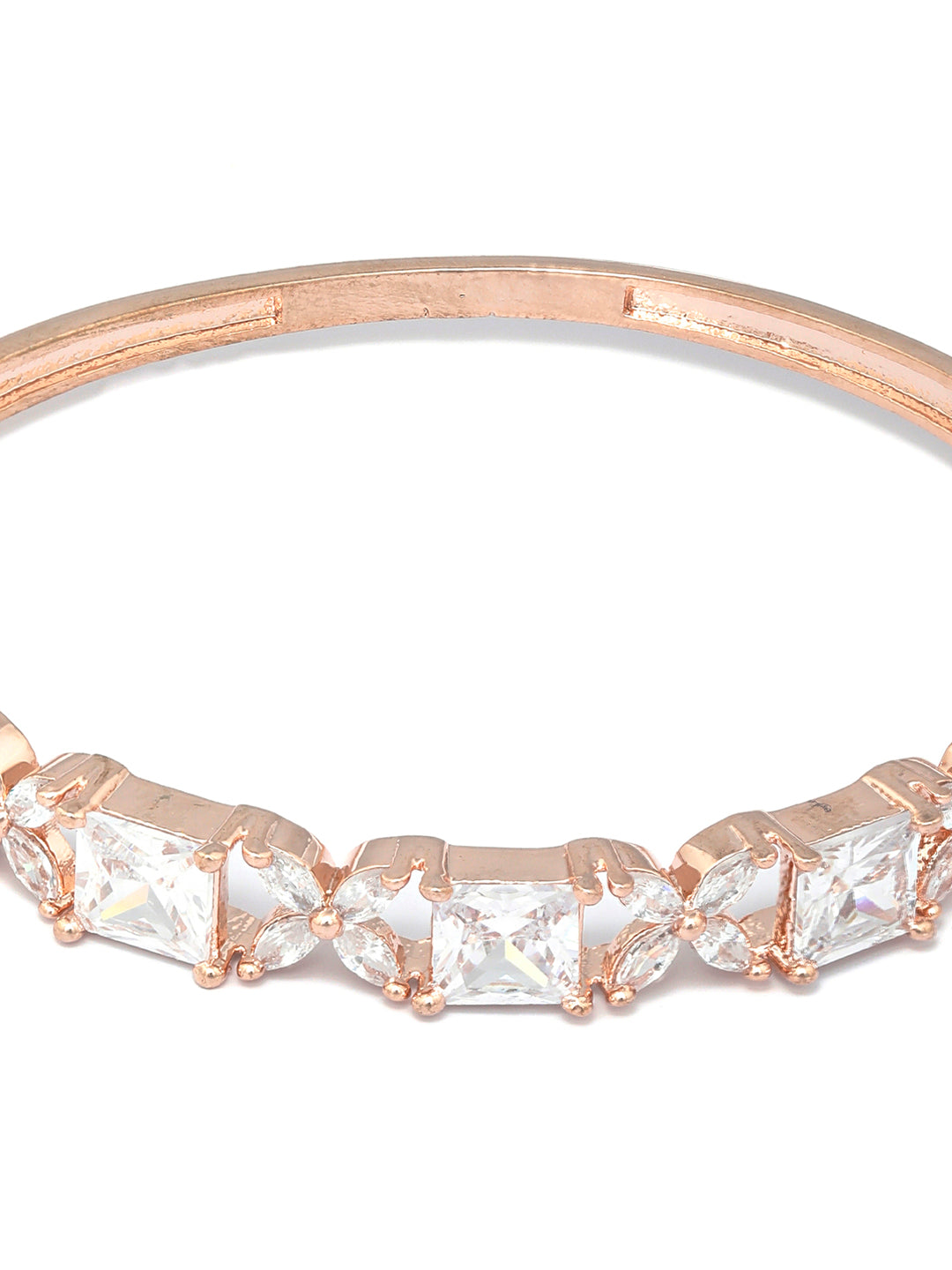 Priyaasi Women American Diamond Rose Gold Floral Bracelet 
