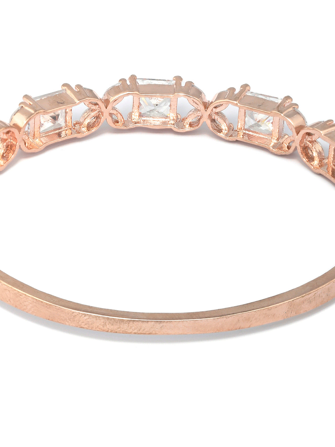 Priyaasi Women American Diamond Rose Gold Floral Bracelet 
