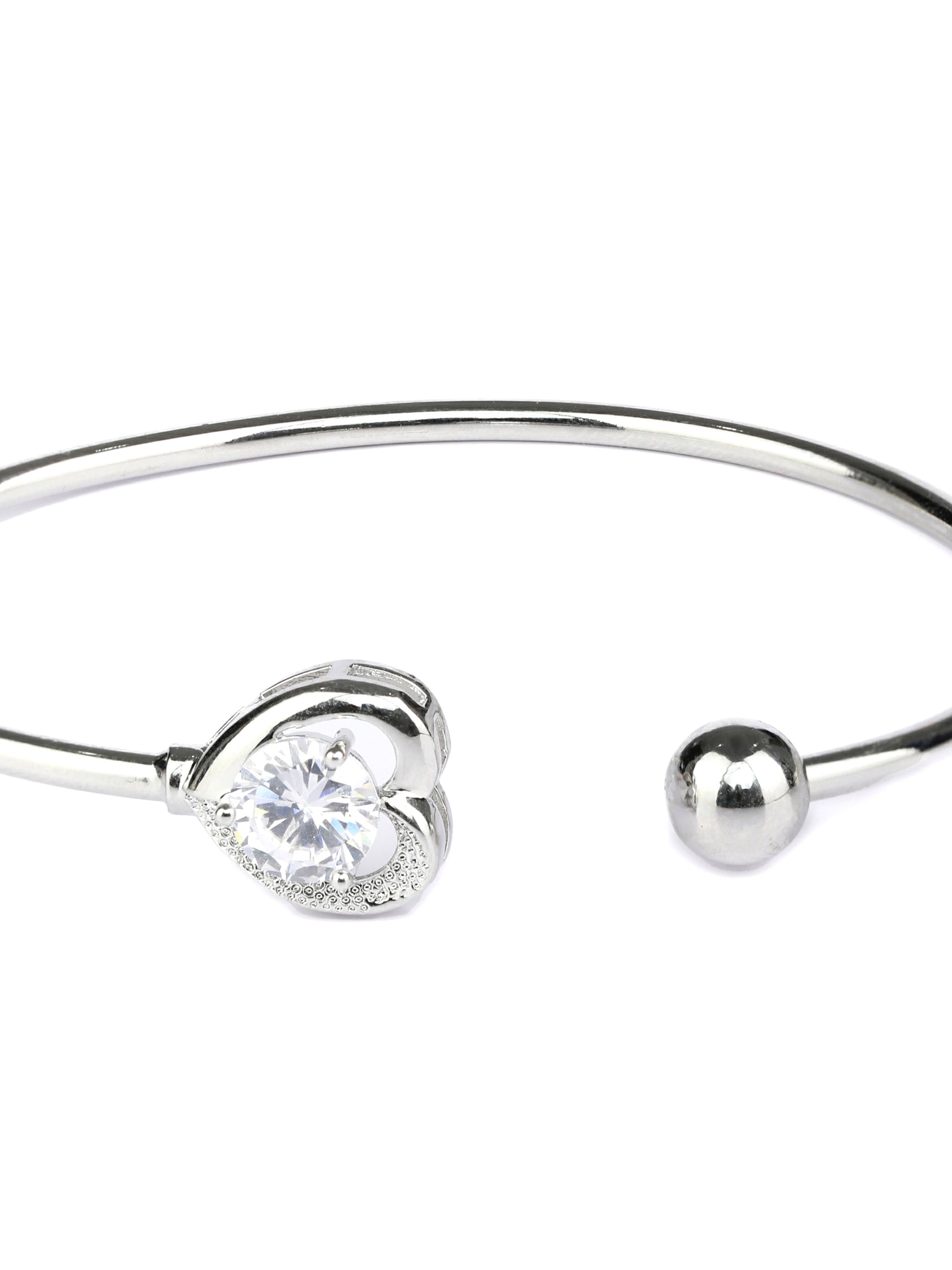 Priyaasi Women Solitaire Heart Silver Plated Bracelet 
