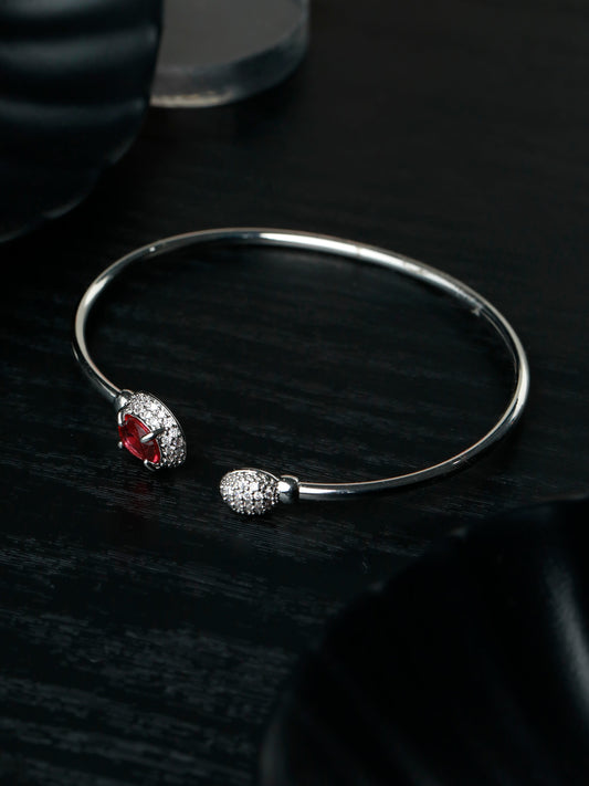 Priyaasi Women Elegant Pink Stone Silver Plated Bracelet 