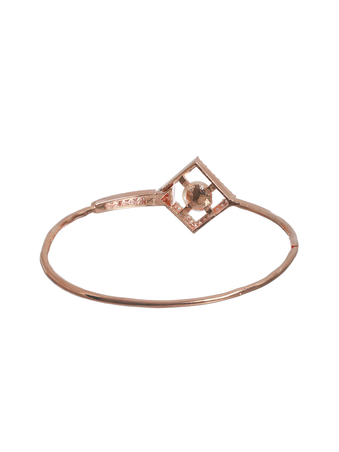 Priyaasi Women Geometric Studded Pearl Rose Gold-Polished Bracelet 