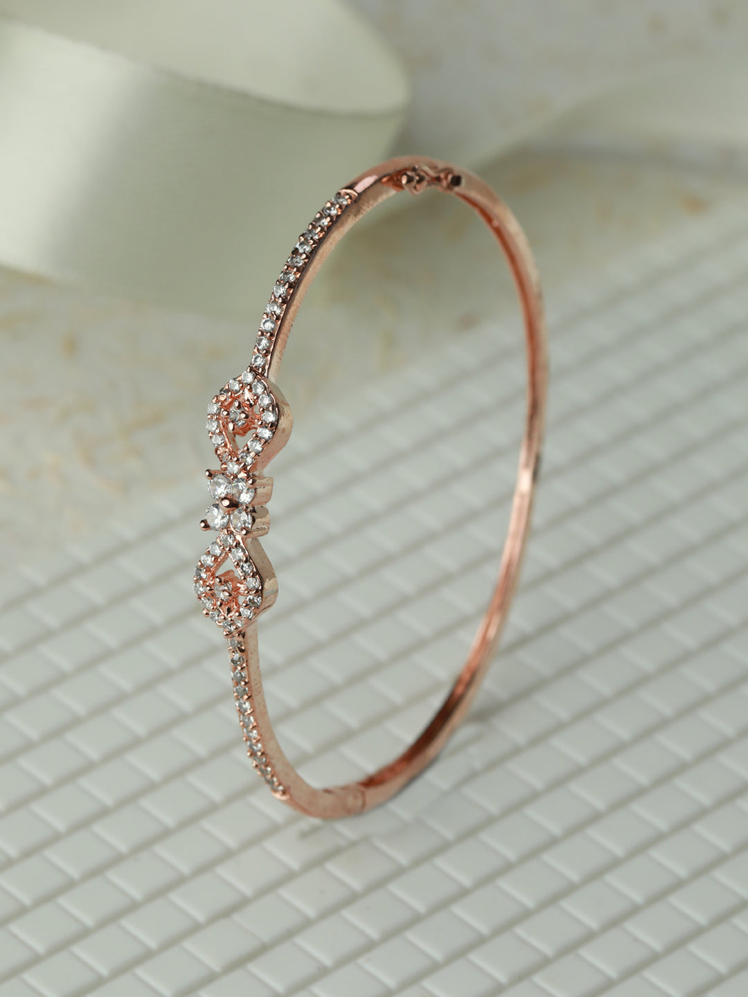 Priyaasi Women Stylish American Diamond Rose Gold Bracelet 