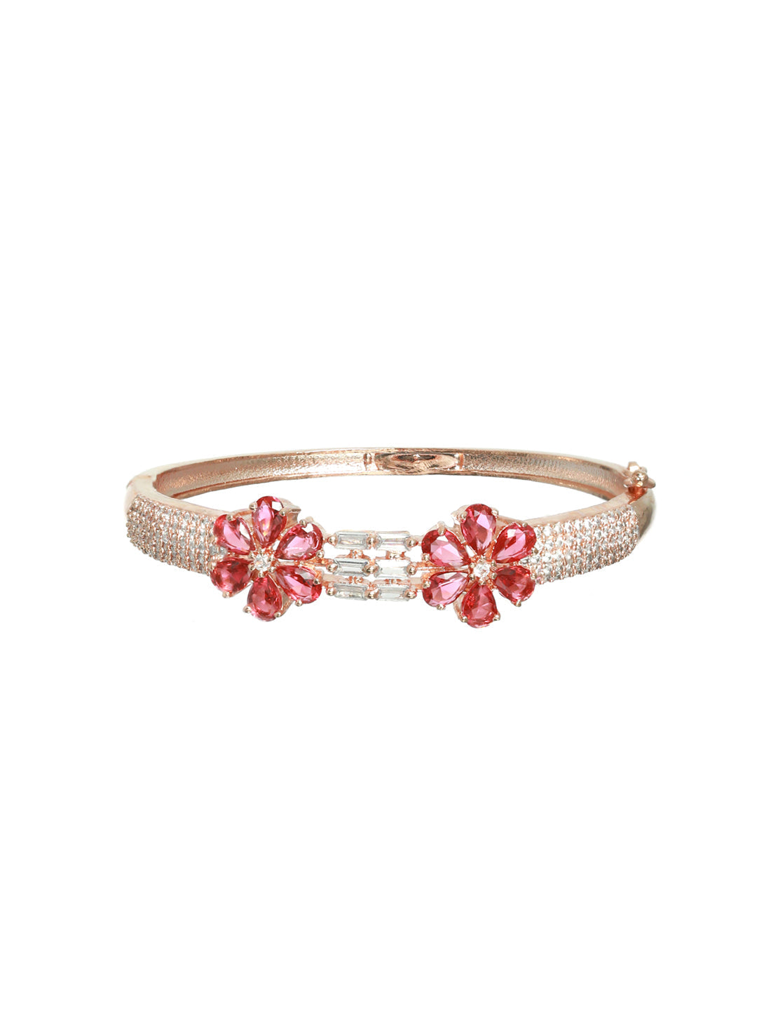 Priyaasi Women Pink American Diamond Rose Gold Bracelet 