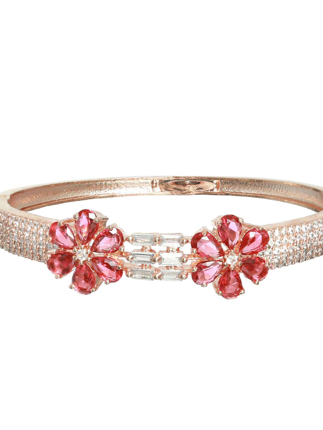 Priyaasi Women Pink American Diamond Rose Gold Bracelet 