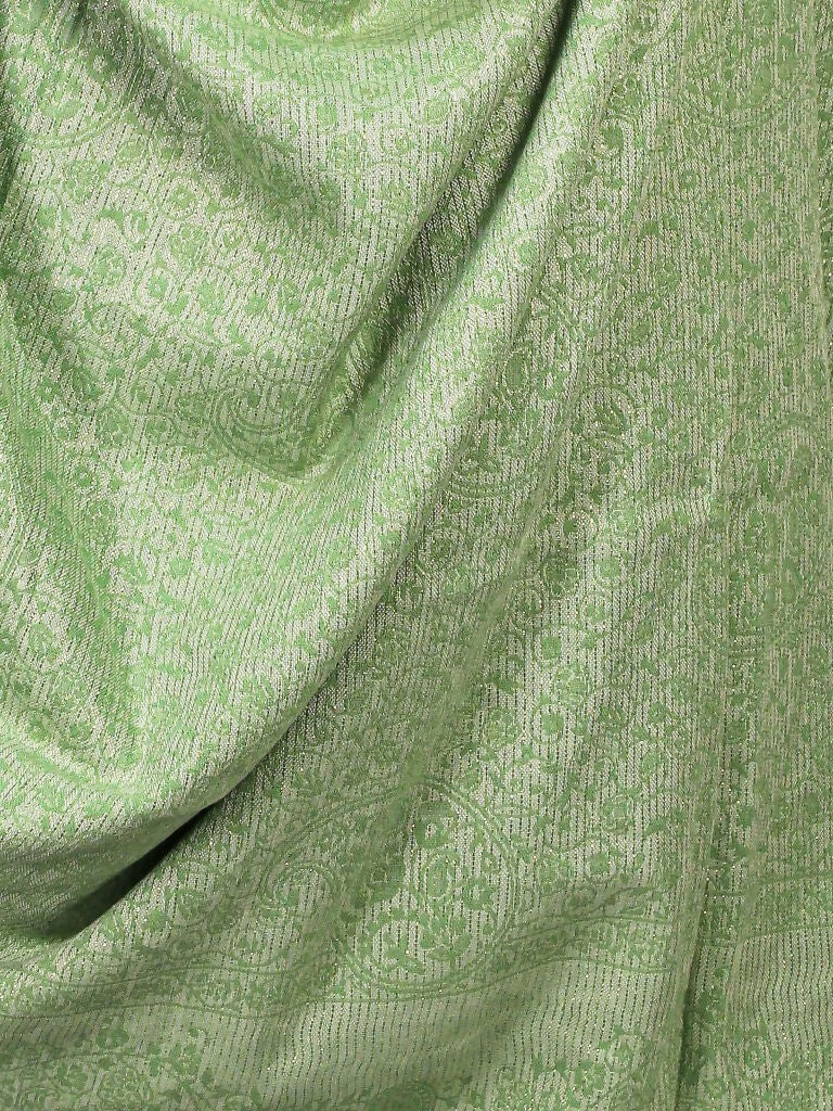 Weaving Mystery Handloom Pashmina Shawl-Kaani Zari - Pista  Grab2Buy Weaving Mystery Grab2Buy