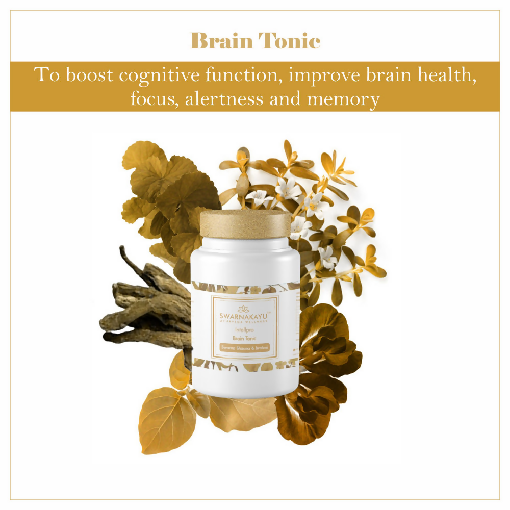Swarnakayu Intellpro Brain Tonic Tablets With Swarna Bhasma & Brahmi 