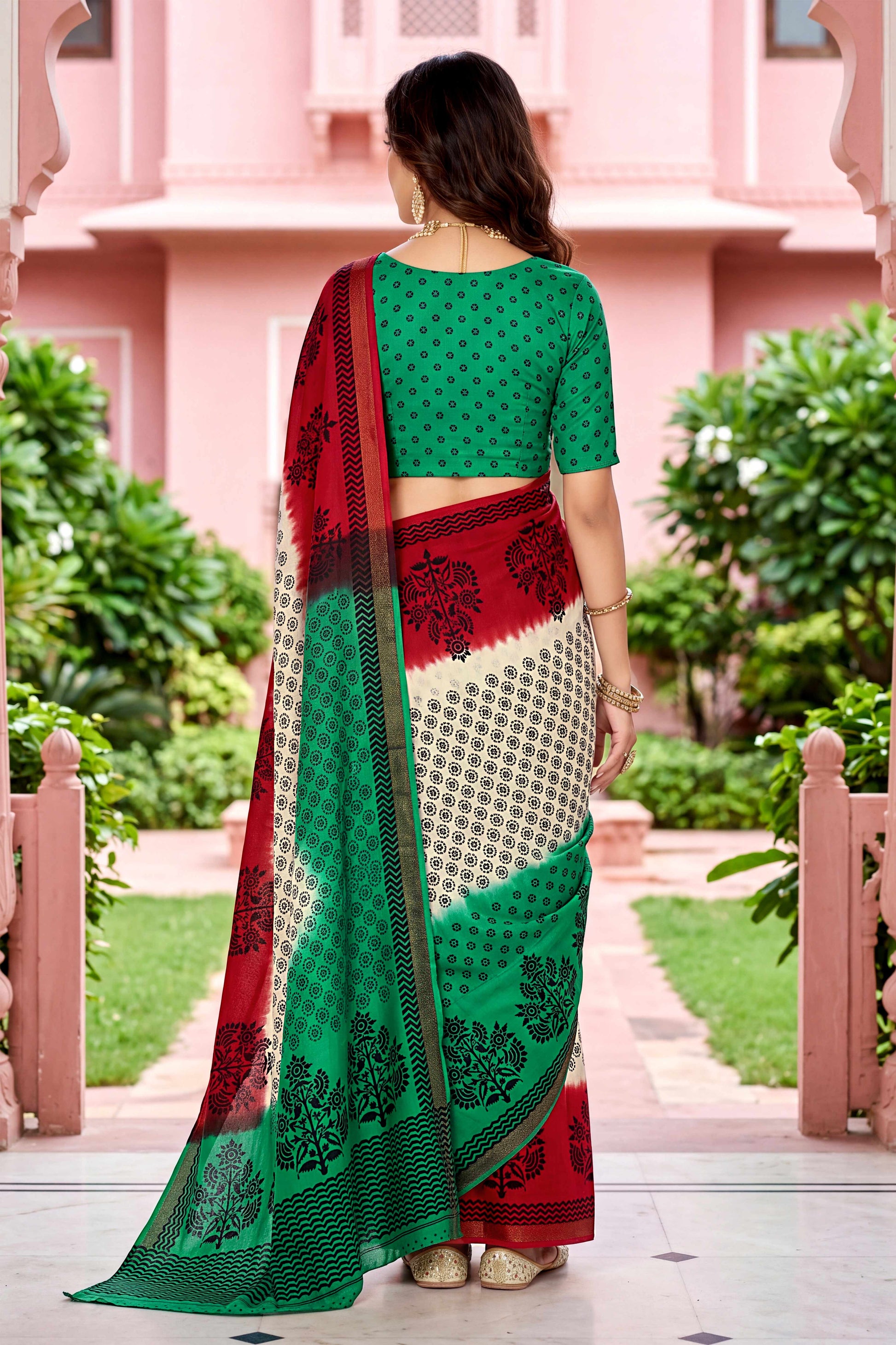Sangam Prints Off-White Cotton Print Woven Work Traditional Saree