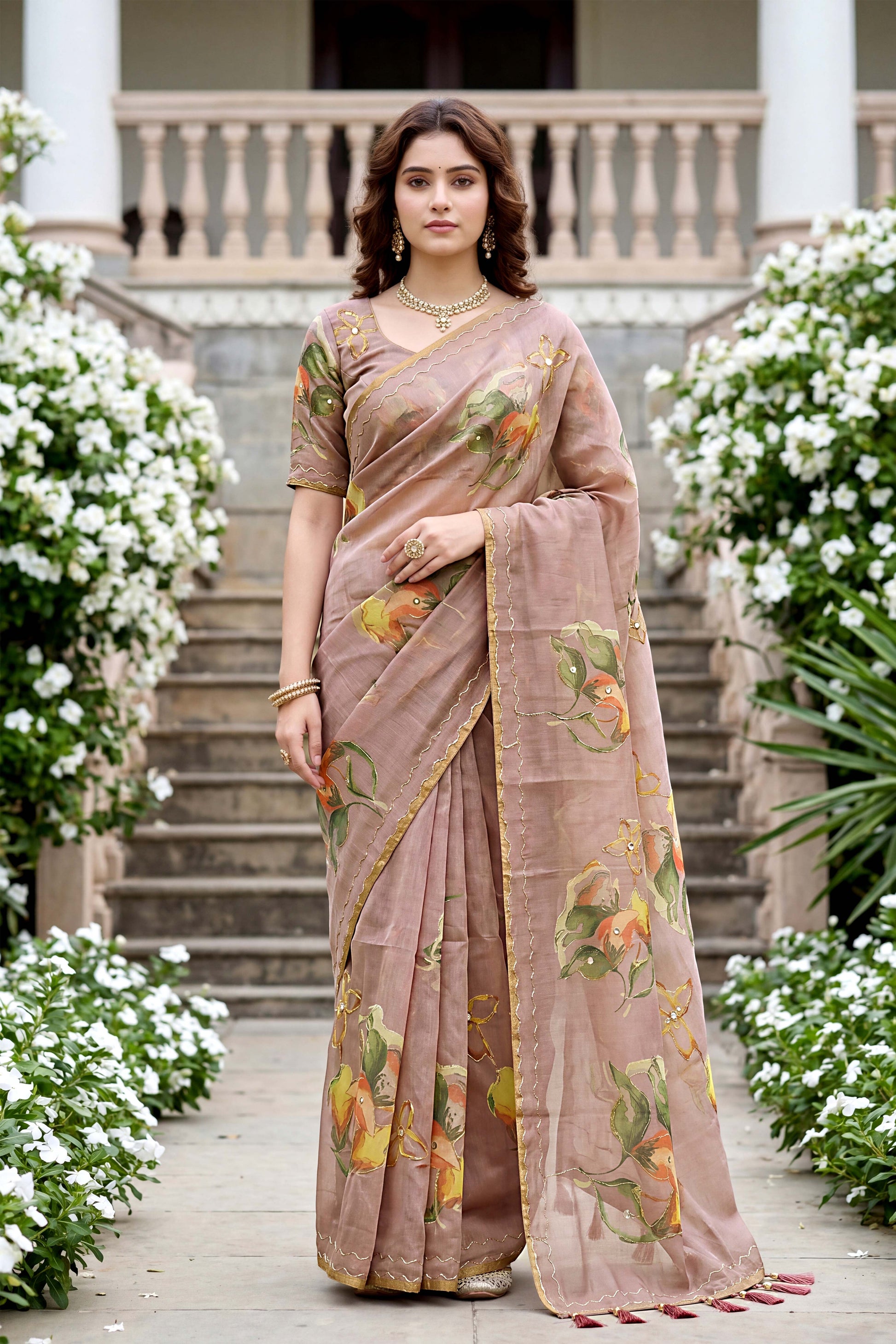 Sangam Prints Purple Cotton Print Woven Work Traditional Saree