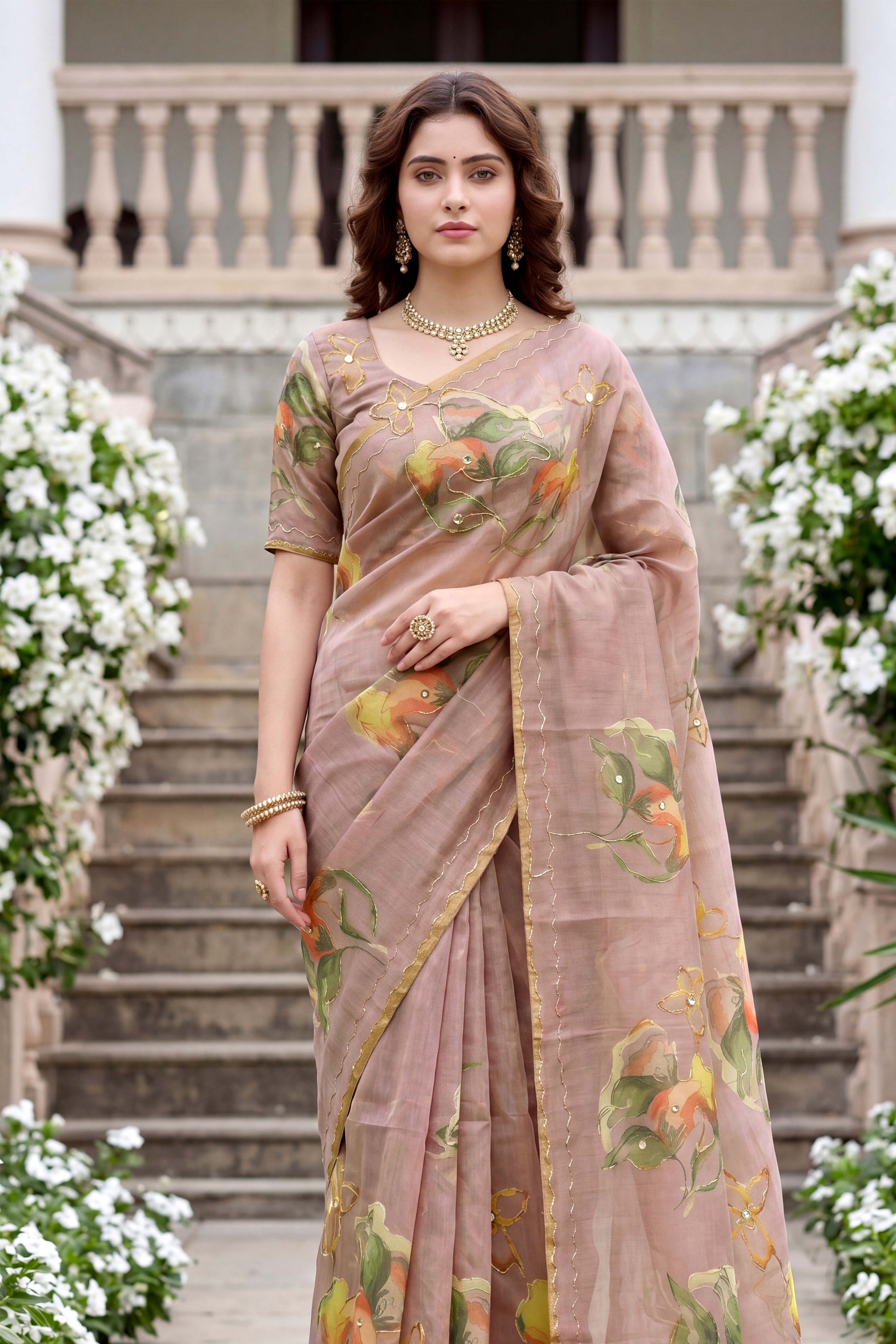 Sangam Prints Purple Cotton Print Woven Work Traditional Saree