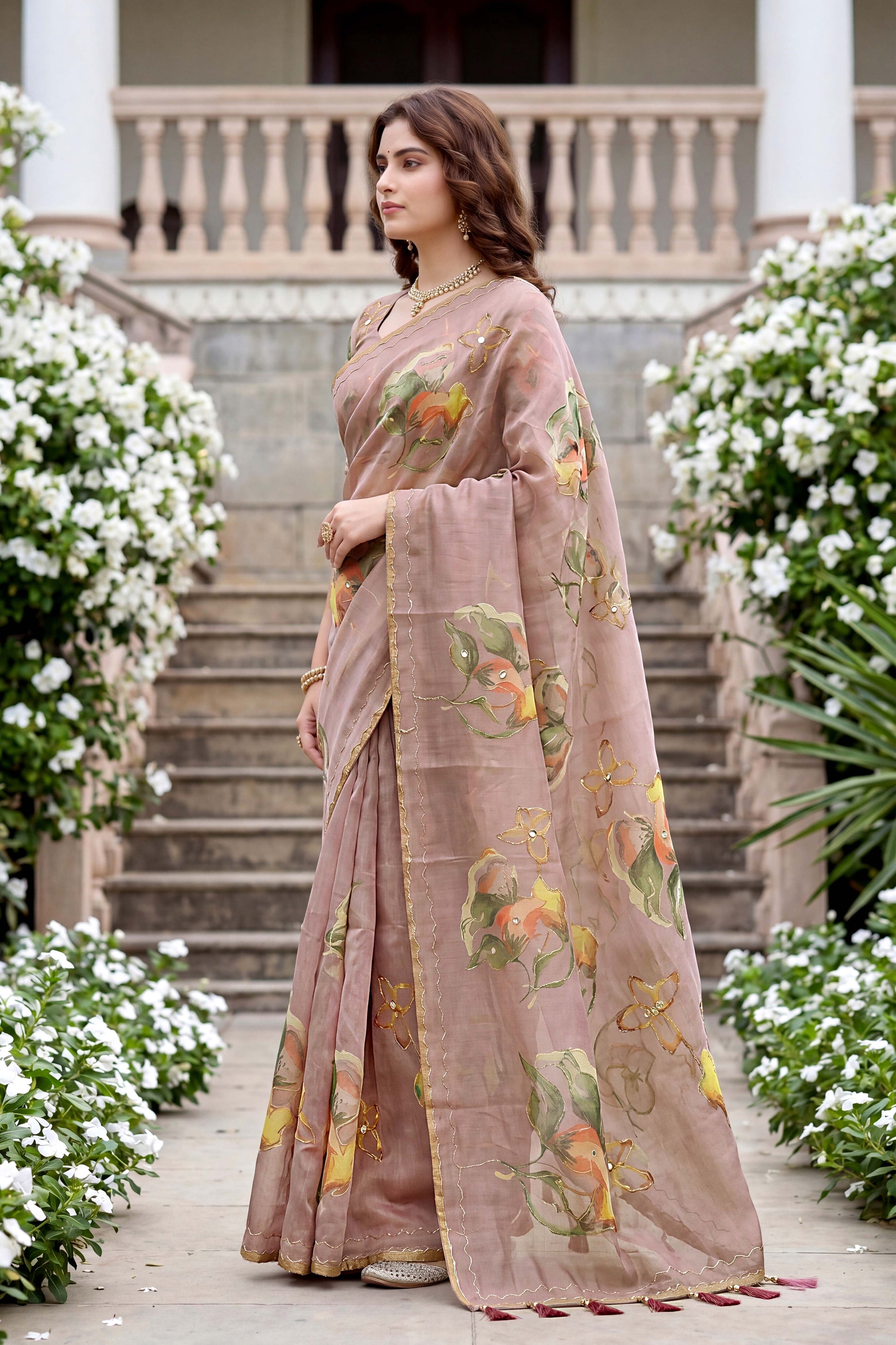 Sangam Prints Purple Cotton Print Woven Work Traditional Saree
