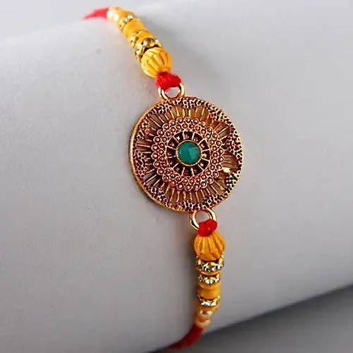 Kundan Ethnic Rakhi and Fruit N Nut Chocolates