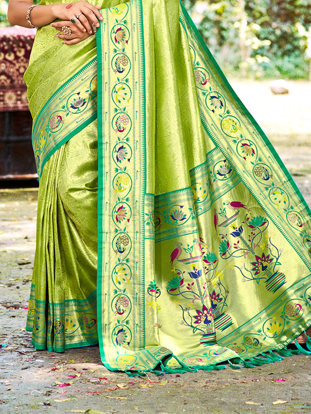 Sangam Prints Green Silk Woven Work Traditional Saree
