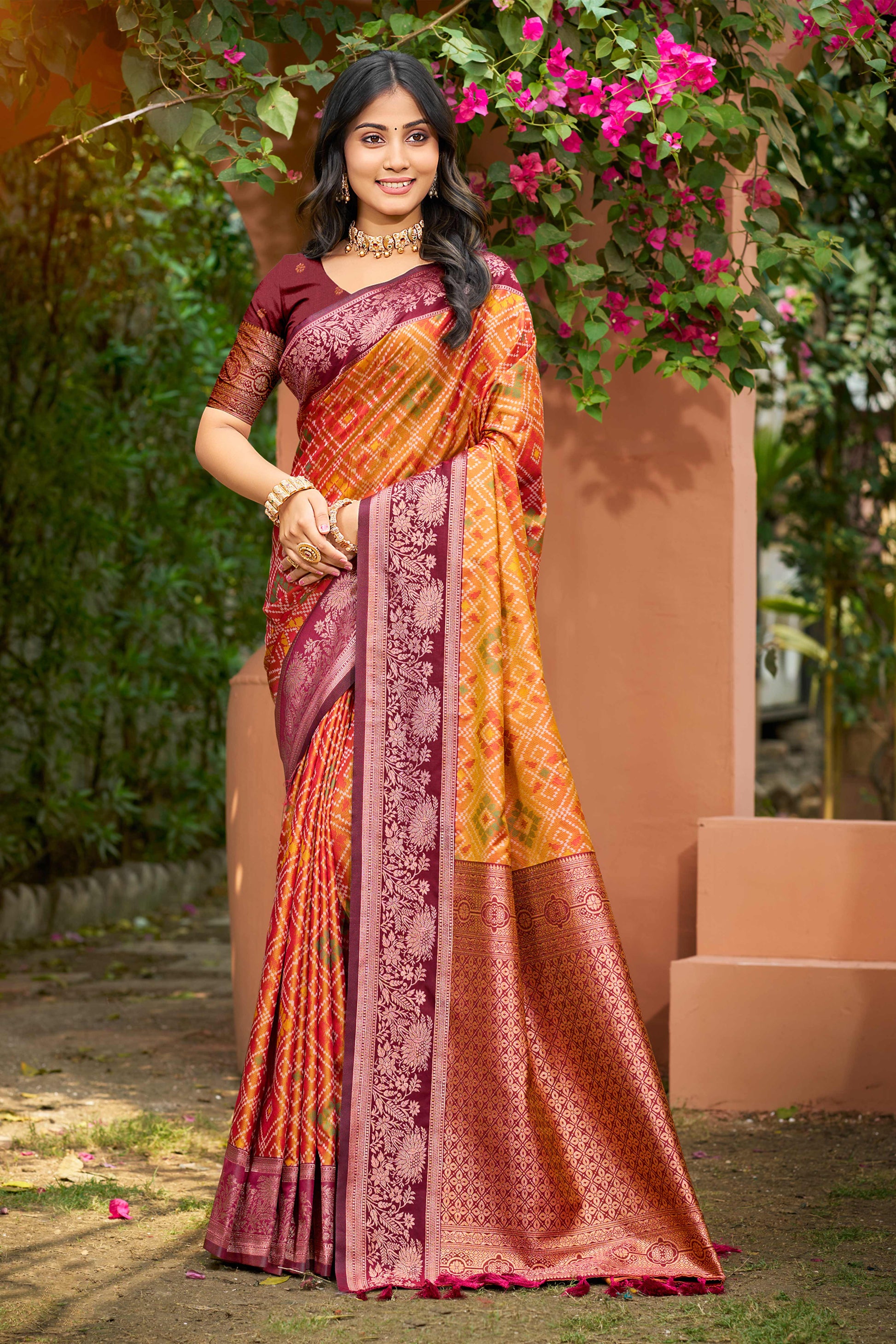 Sangam Prints Mustard Yellow Soft Silk Woven Work Traditional Saree