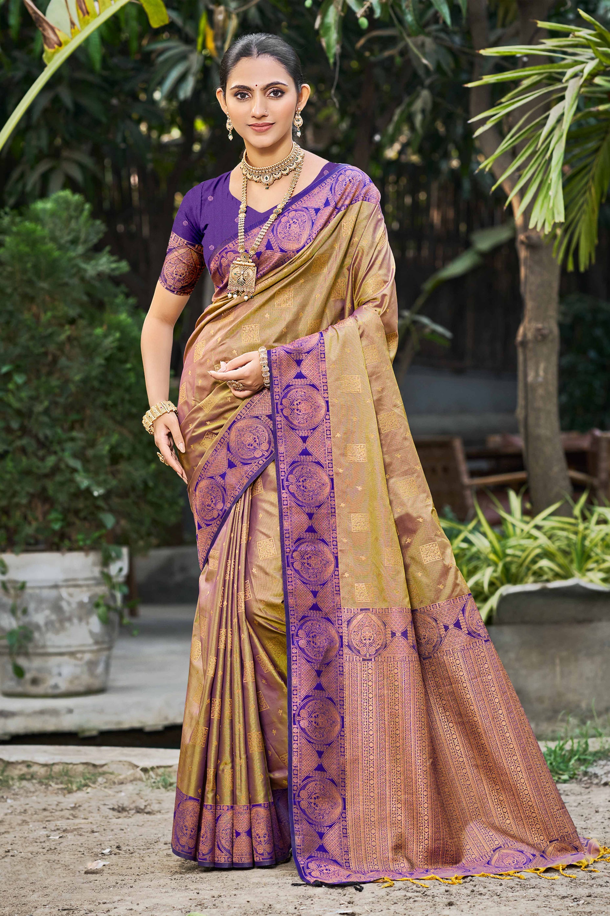 Sangam Prints Royal Purple Soft Silk Woven Work Traditional Saree