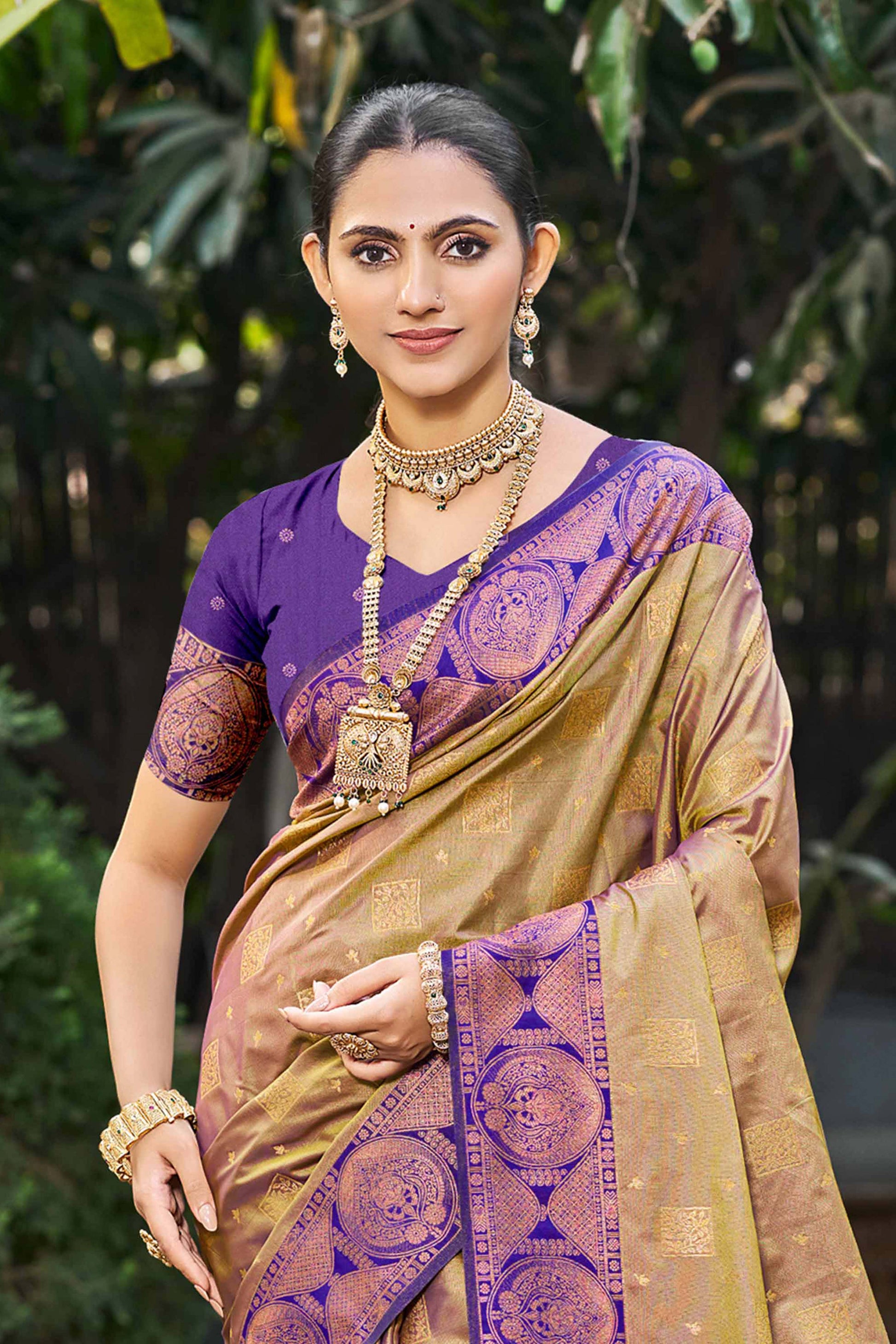 Sangam Prints Royal Purple Soft Silk Woven Work Traditional Saree