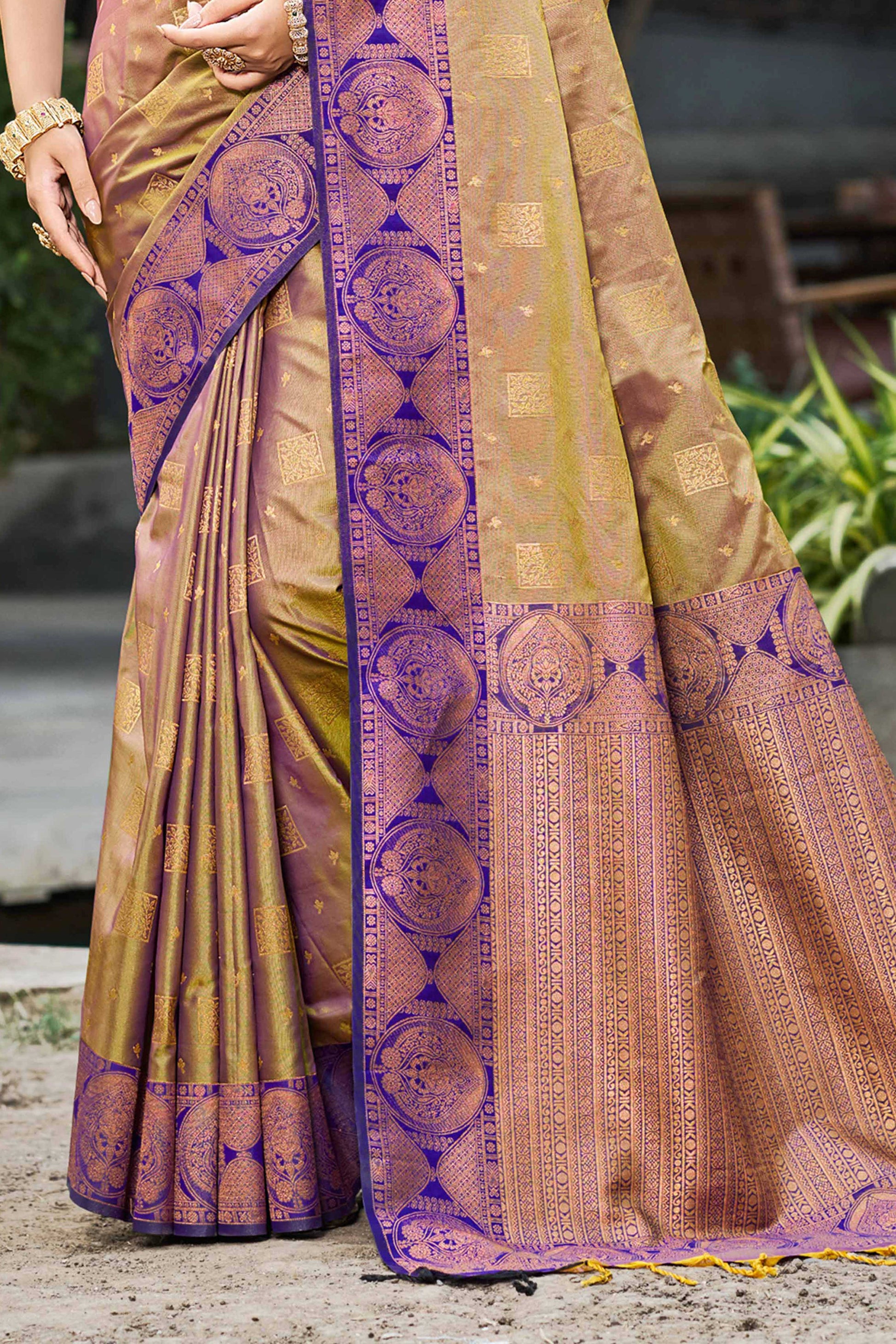 Sangam Prints Royal Purple Soft Silk Woven Work Traditional Saree