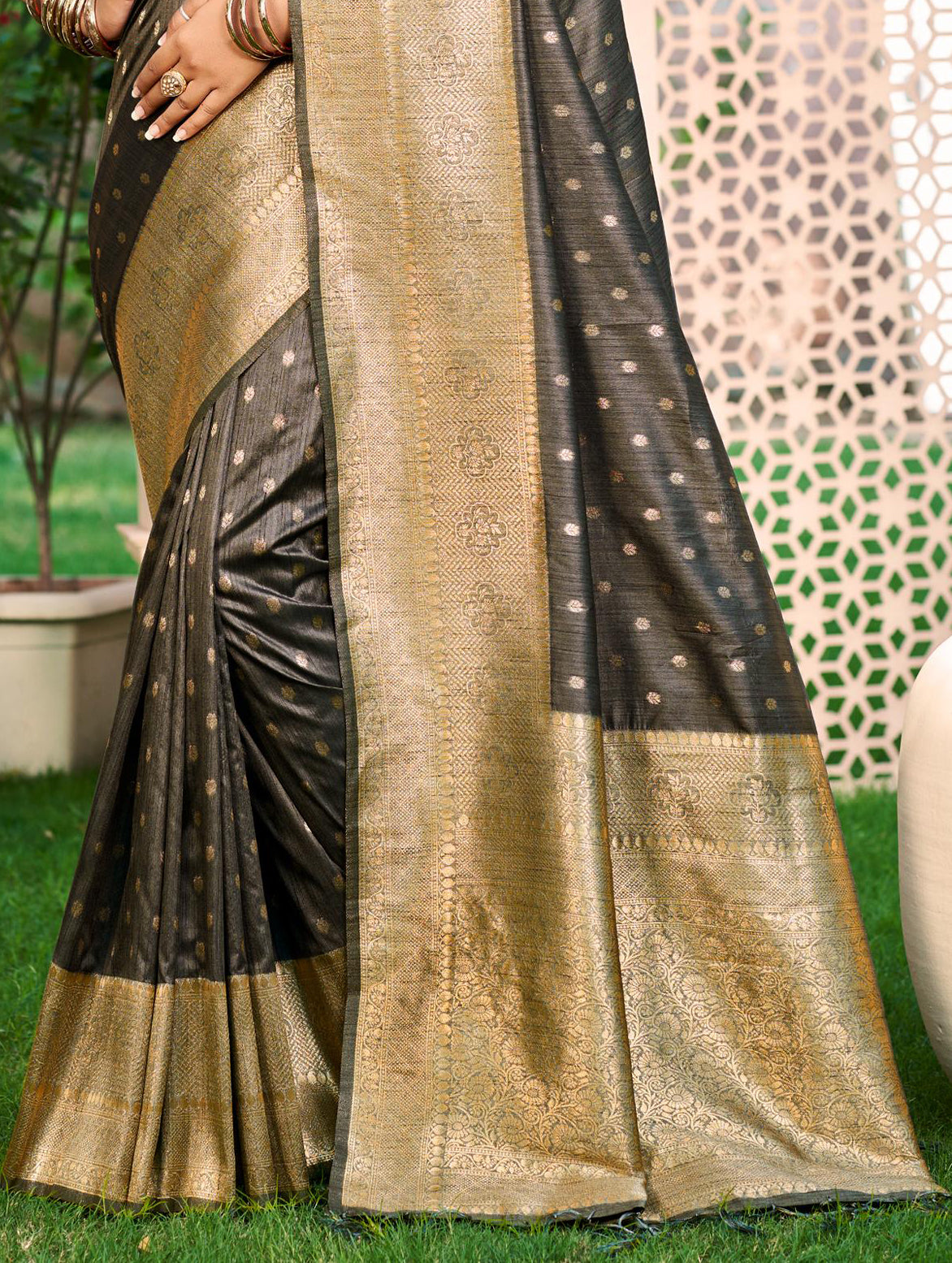 Sangam Prints Gray Assam Silk Woven Work Traditional Saree