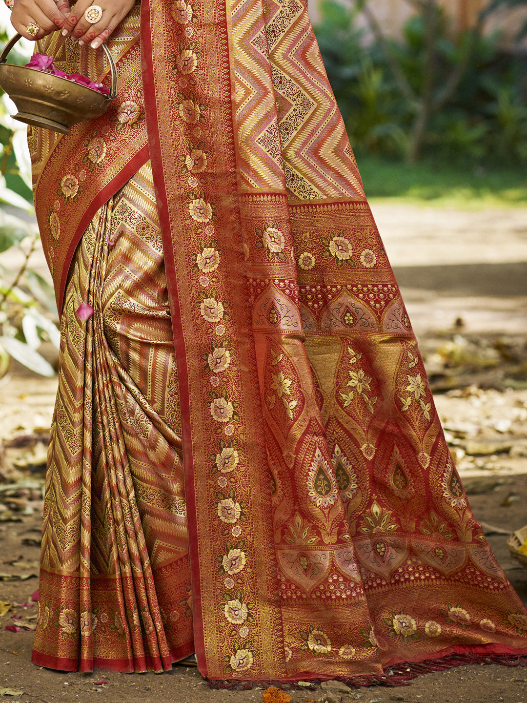 Sangam Prints Maroon Silk Woven Work Traditional Saree