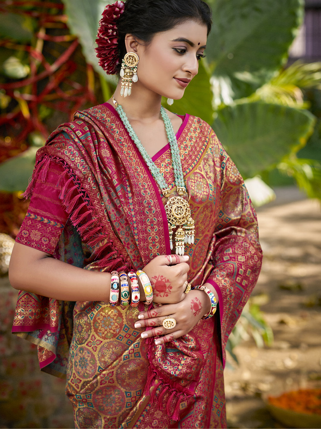 Sangam Prints Beige Silk Woven Work Traditional Saree