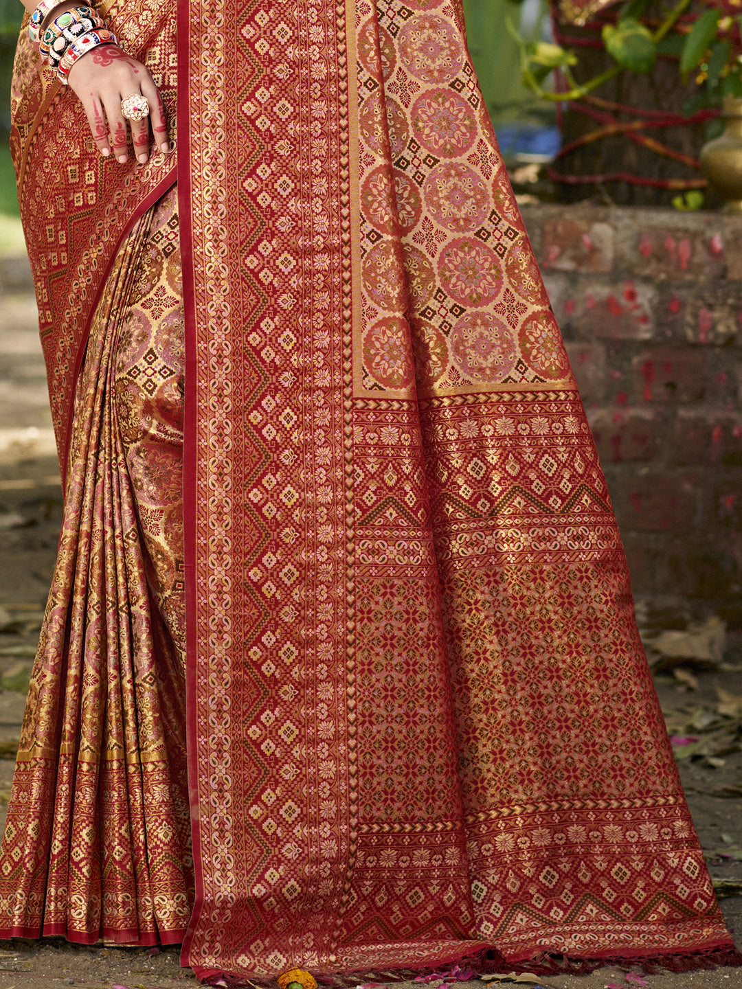 Sangam Prints Maroon Silk Woven Work Traditional Saree