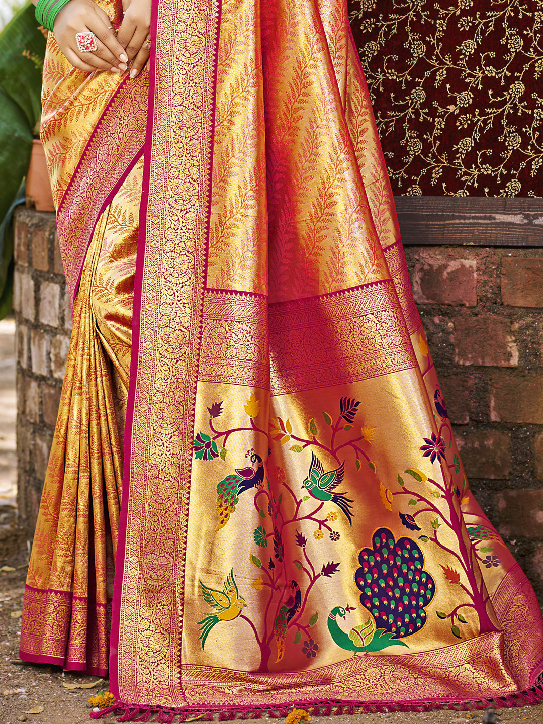 Sangam Prints Multi Color Kanjivaram Silk Woven Work Traditional Saree