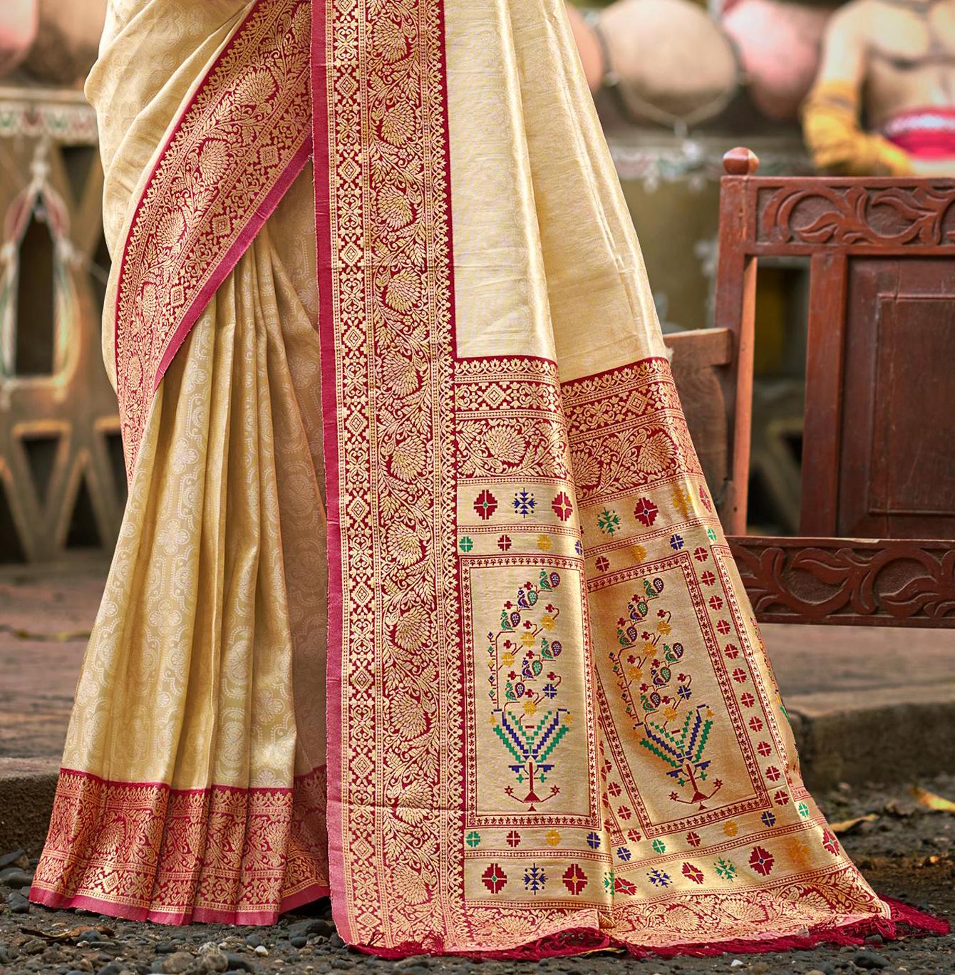 Sangam Prints Multi Color Kanjivaram Silk Woven Work Traditional Saree