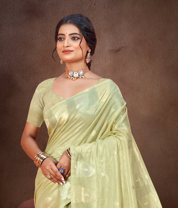 Sangam Prints Olive Green Munga Kota Woven Work Traditional Saree