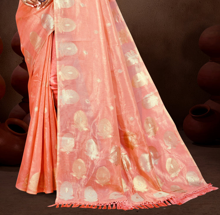 Sangam Prints Gajri Munga Kota Woven Work Traditional Saree