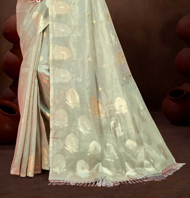 Sangam Prints Grey Munga Kota Woven Work Traditional Saree