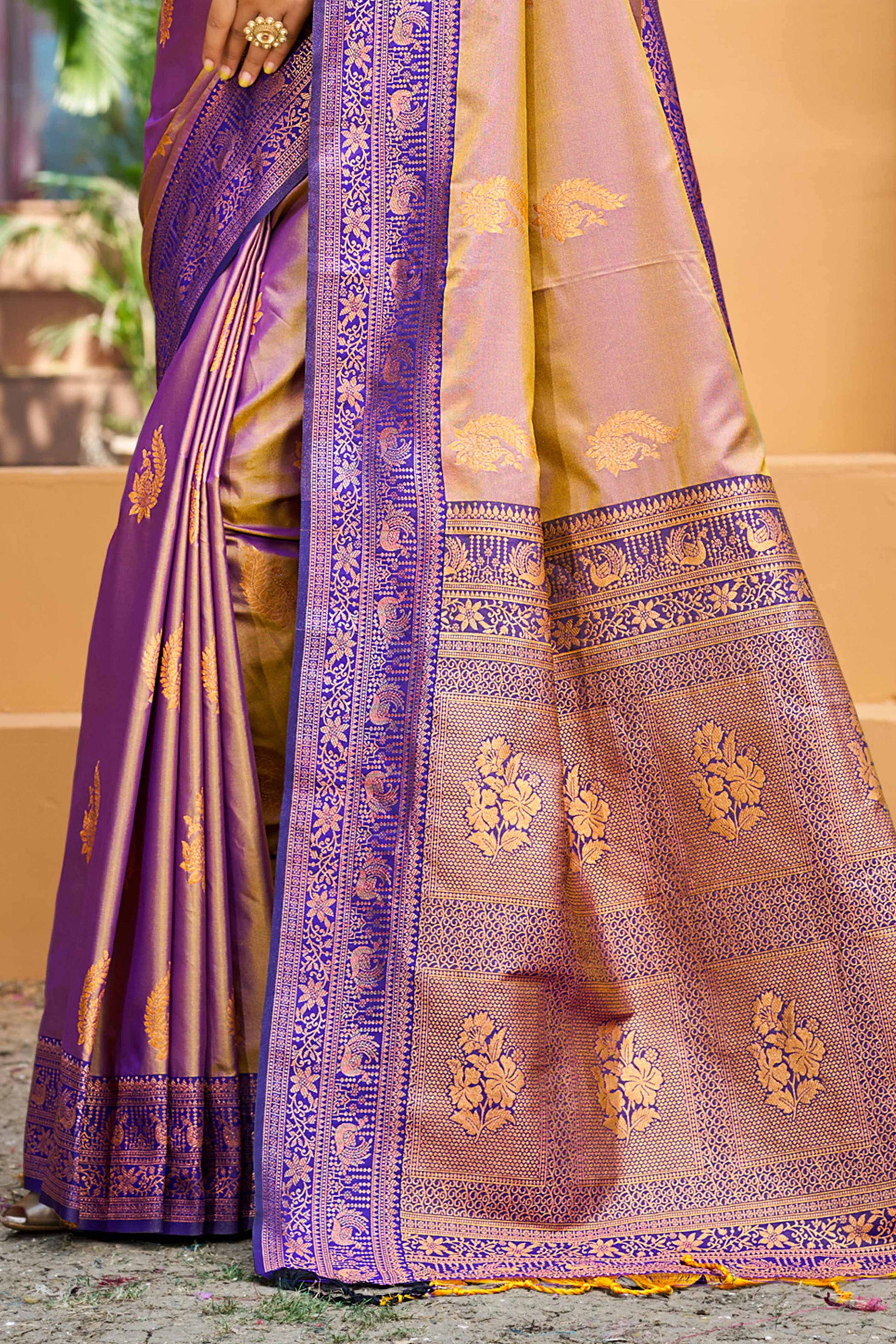 Sangam Prints Royal Purple Soft Silk Woven Work Traditional Saree