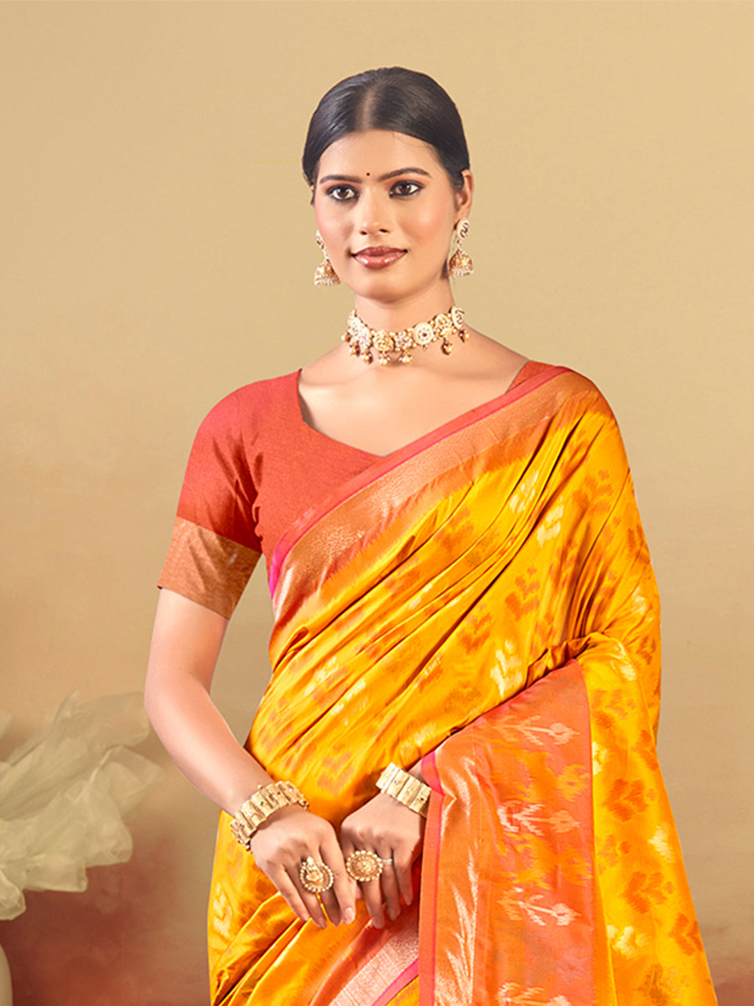 Sangam Prints Yellow Silk Woven Work Traditional Saree