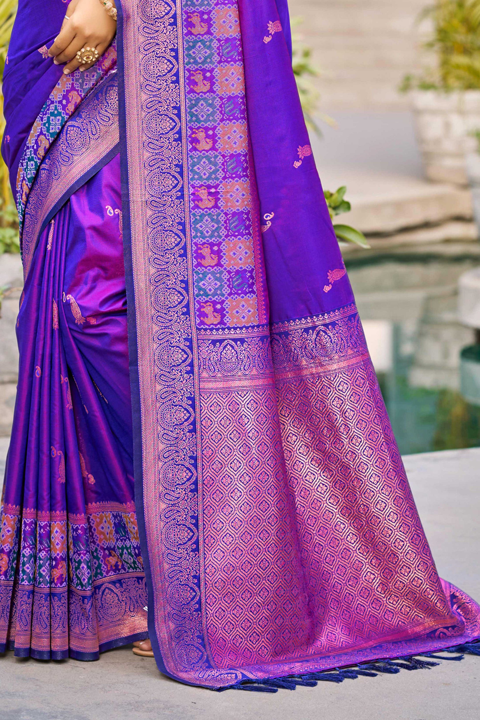 Sangam Prints Violet Soft Silk Woven Work Traditional Saree