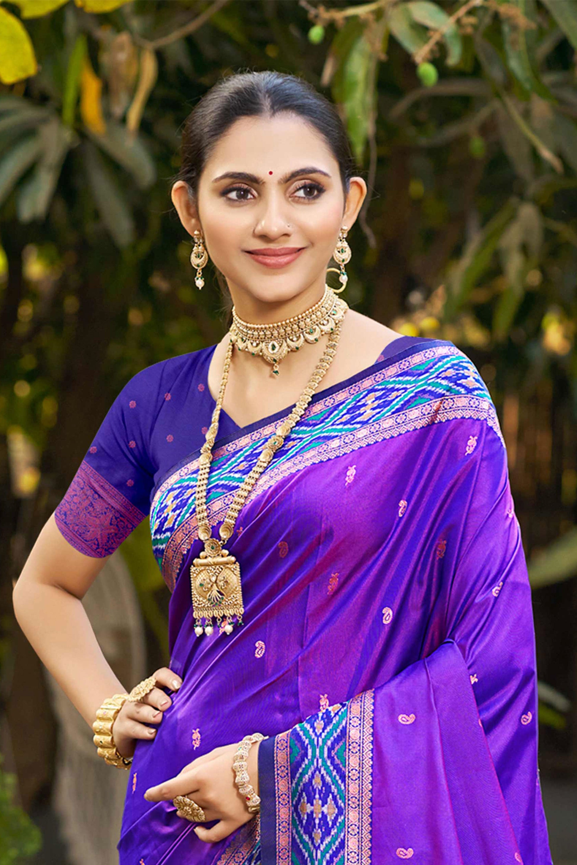 Sangam Prints Violet Soft Silk Woven Work Traditional Saree