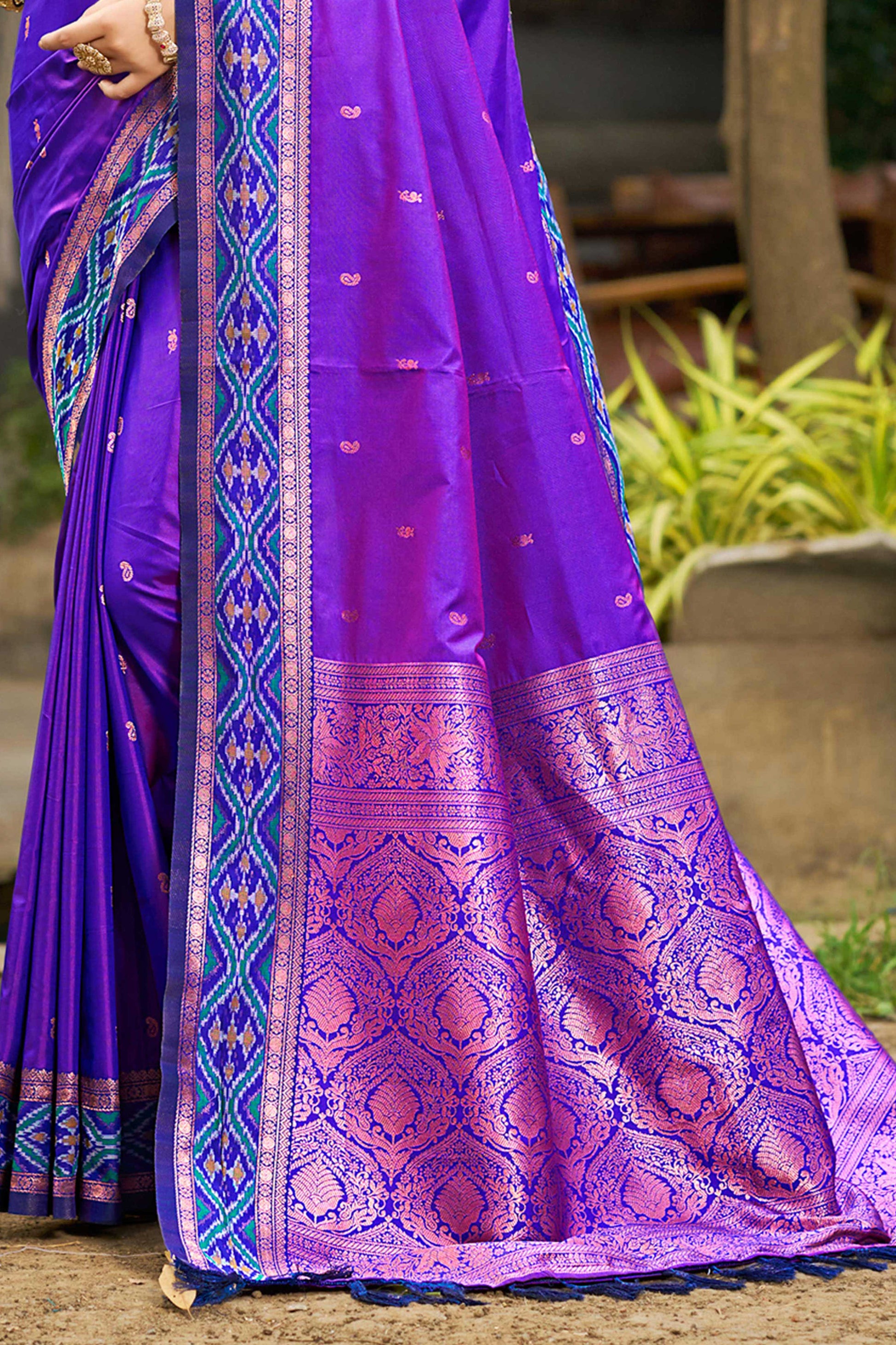 Sangam Prints Violet Soft Silk Woven Work Traditional Saree