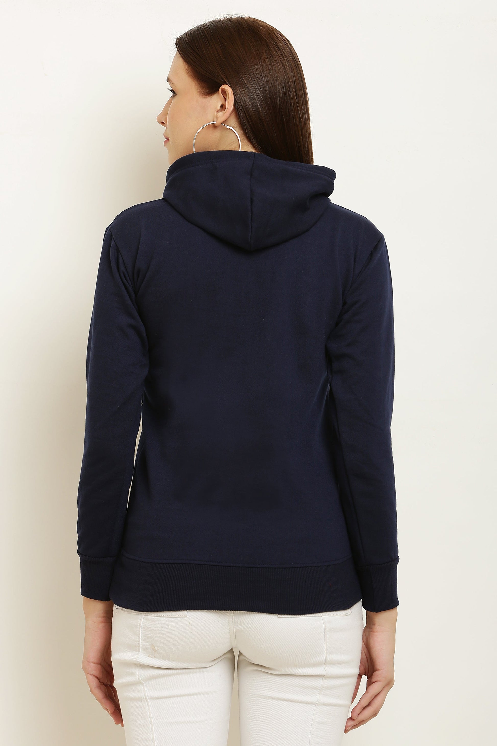 PAVONINE Navy Blue Color Bts Flower-Design Pullover Hoodie Sweatshirt For Girls
