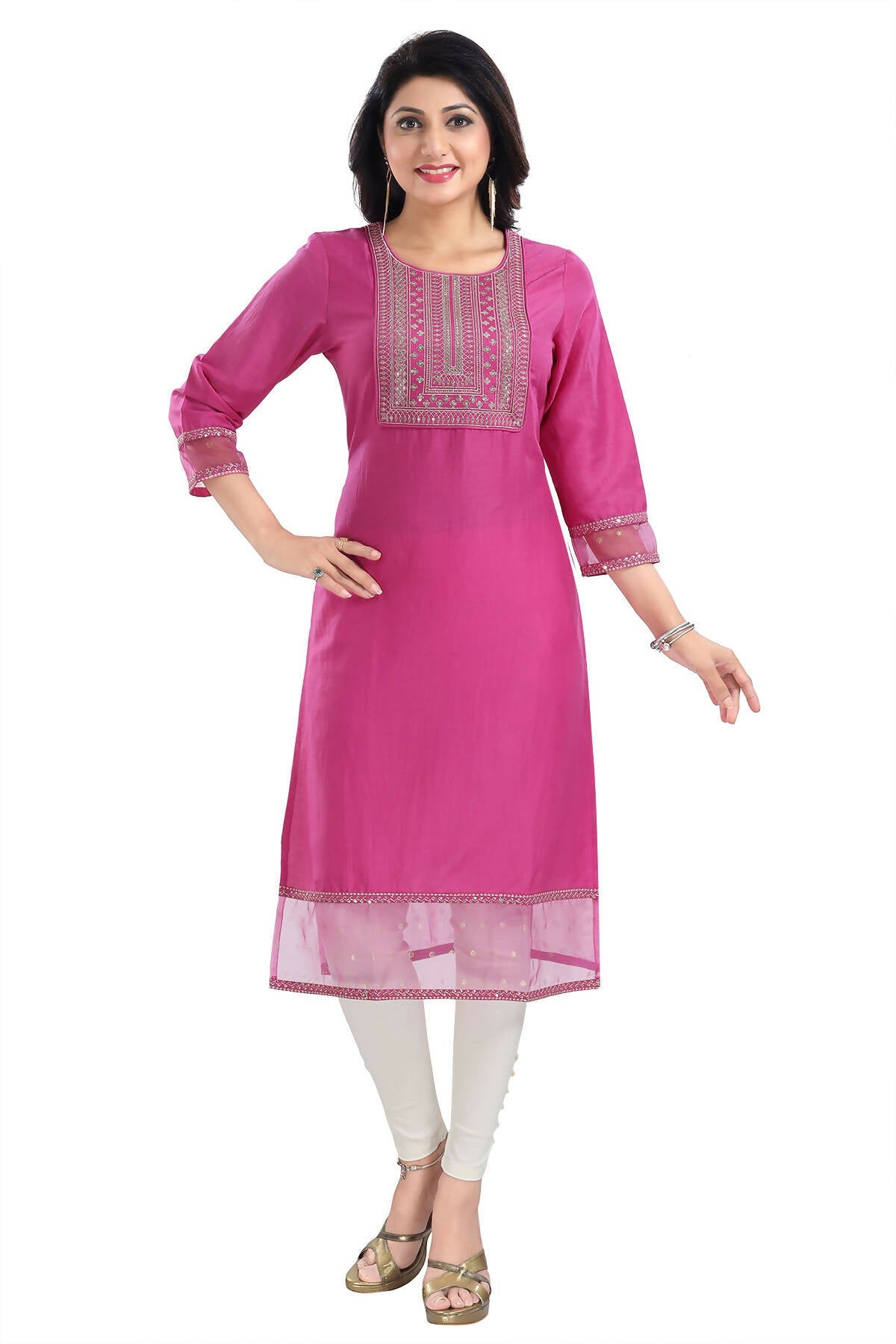 Snehal Creations Wonderful Art Silk Designer Long Kurti Tunic With Zari Embroidery