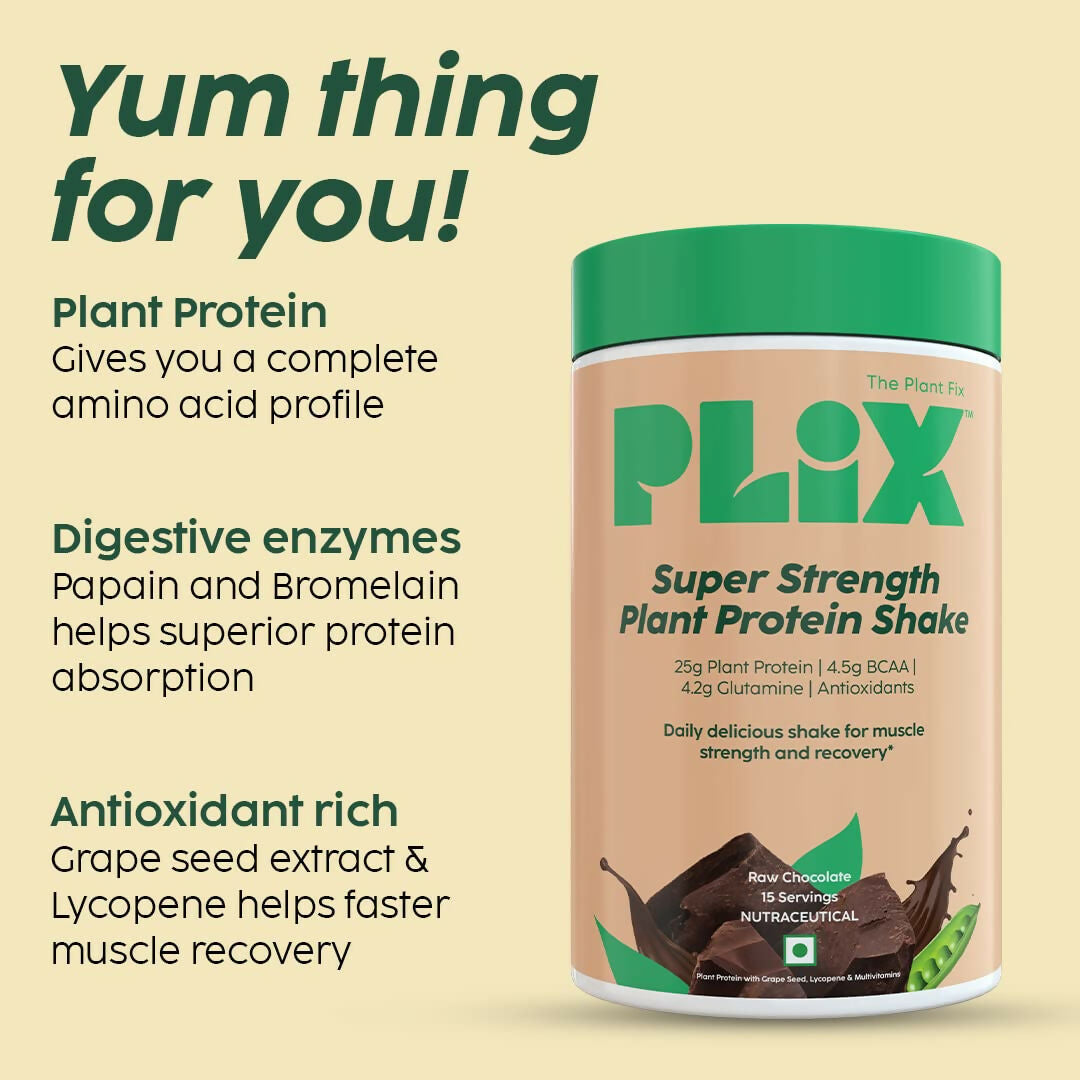 PLIX The Plant Fix Strength Vegan Plant Protein Powder - Chocolate 