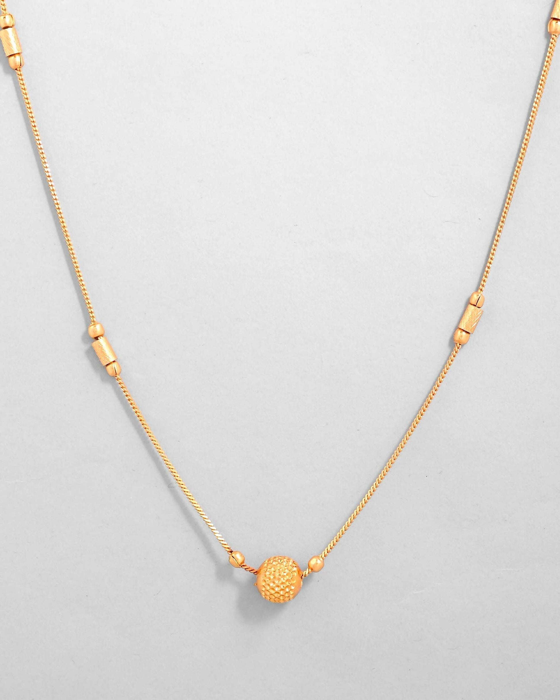 VOJ Gold-Polished Designer Piped Chain WithBig Gold Bead. 