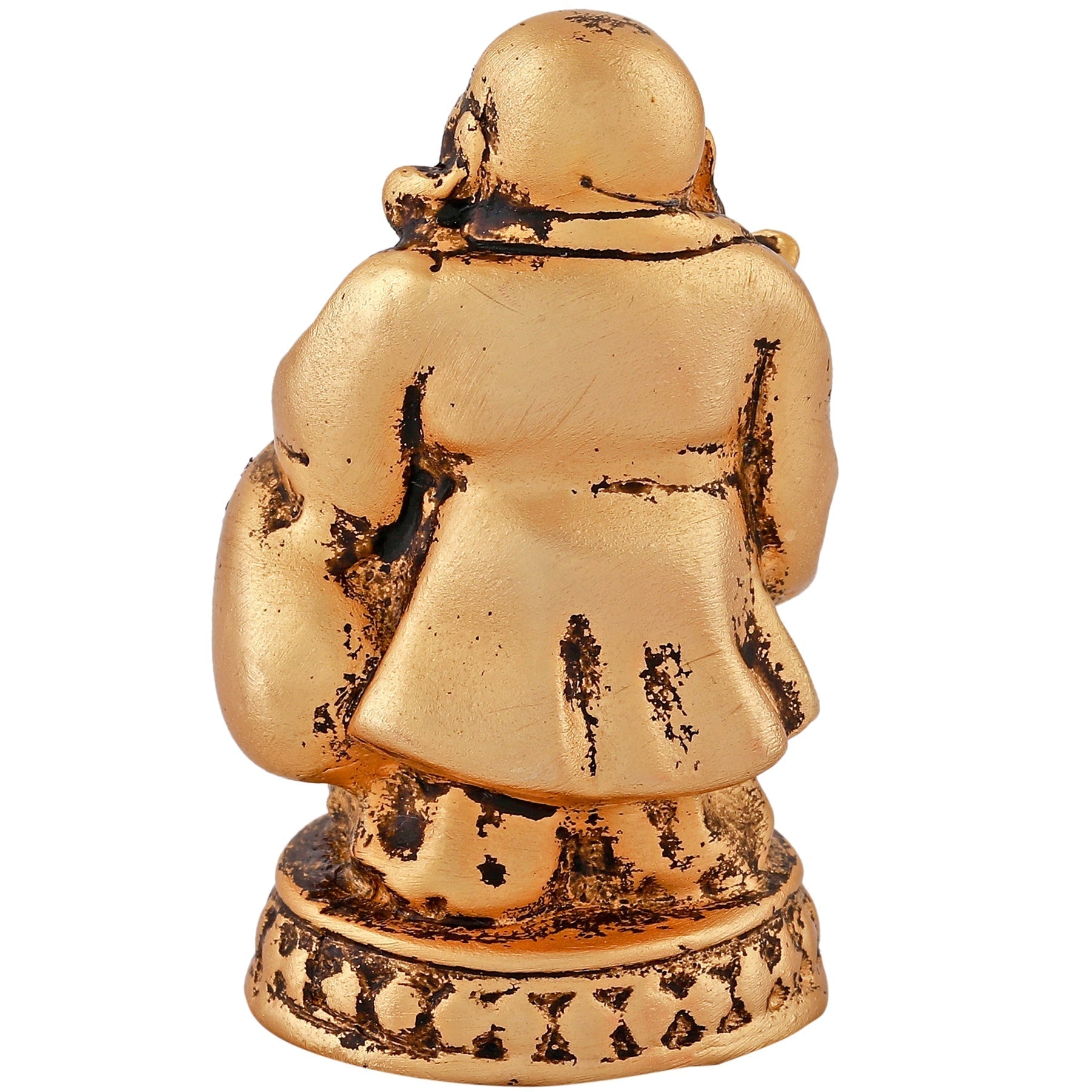 Estele Gold-Polished Laughing Buddha standing statue with Potli showpiece for Perfect Home and Office Décor 