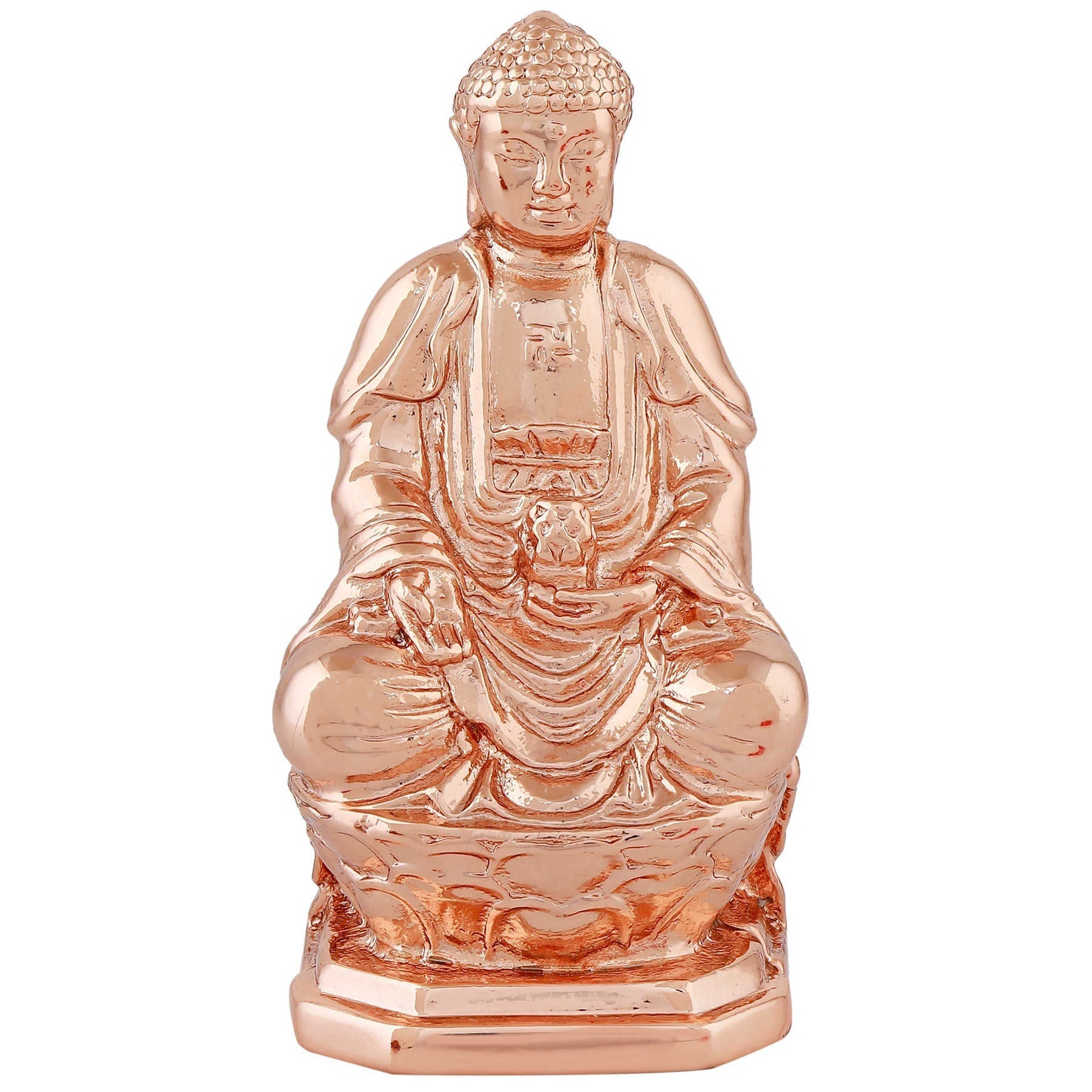 Estele Pink/Rose Gold-Polished Lord Gautam Buddha Mediatating Idol statue for Home Décor/ working place 