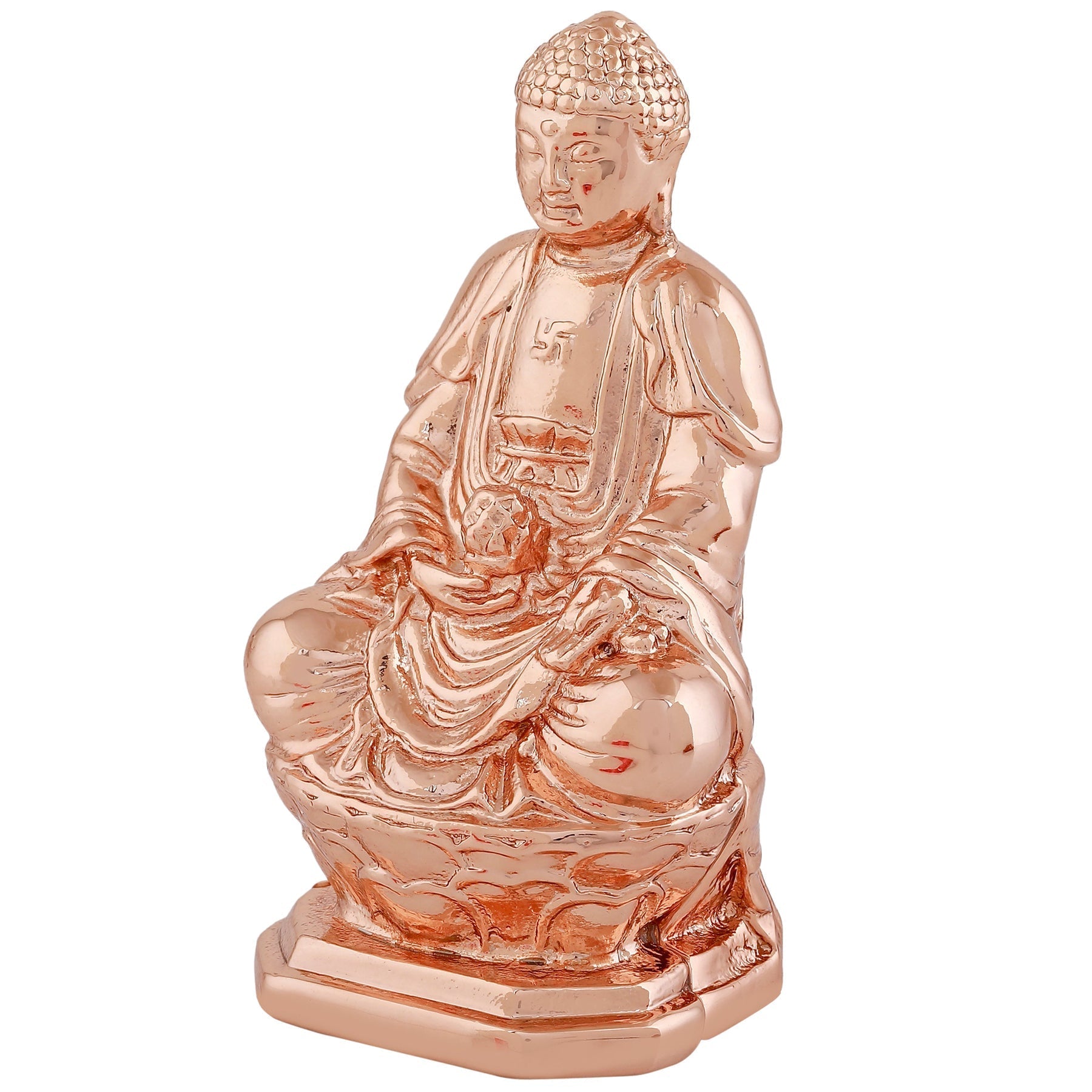 Estele Pink/Rose Gold-Polished Lord Gautam Buddha Mediatating Idol statue for Home Décor/ working place 