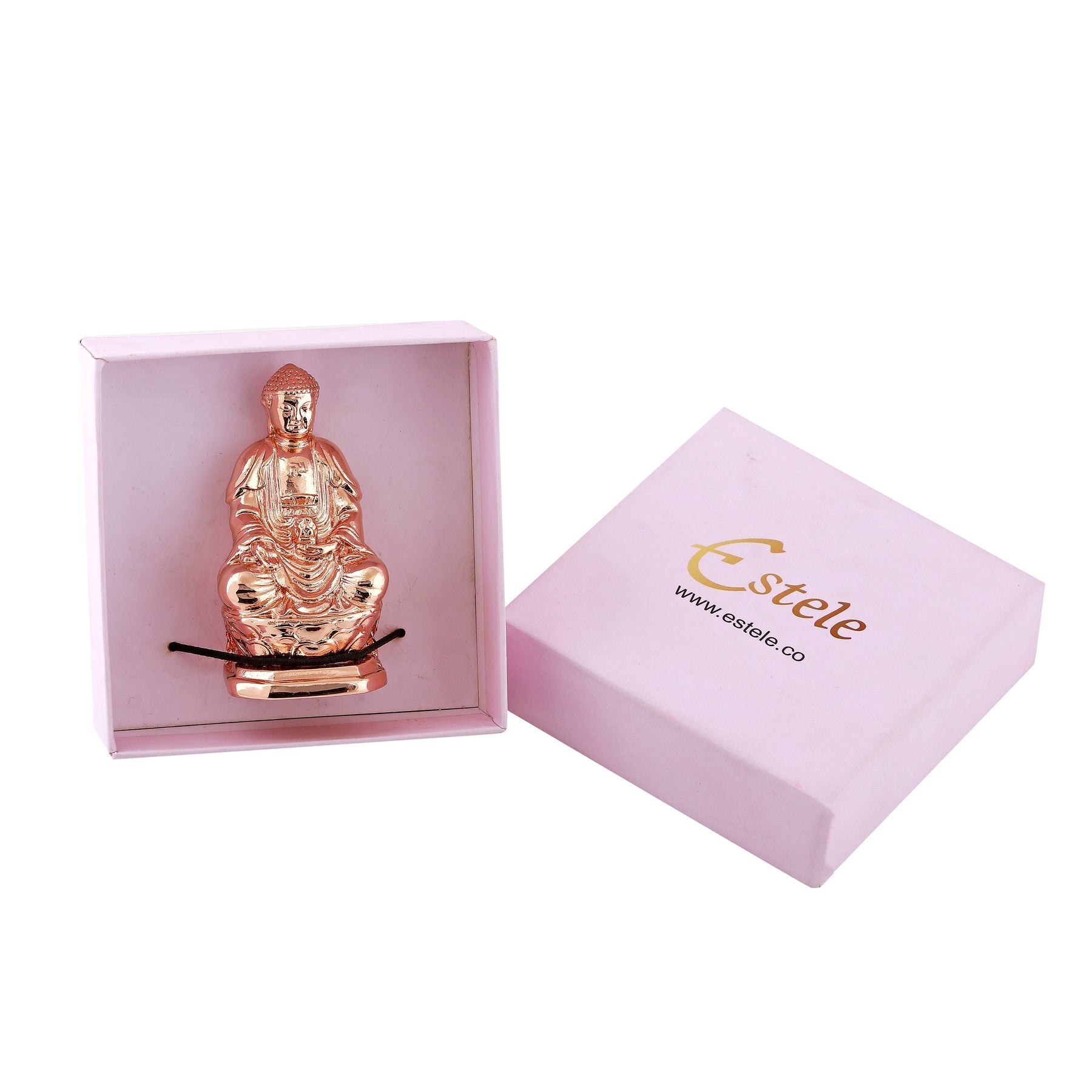 Estele Pink/Rose Gold-Polished Lord Gautam Buddha Mediatating Idol statue for Home Décor/ working place 