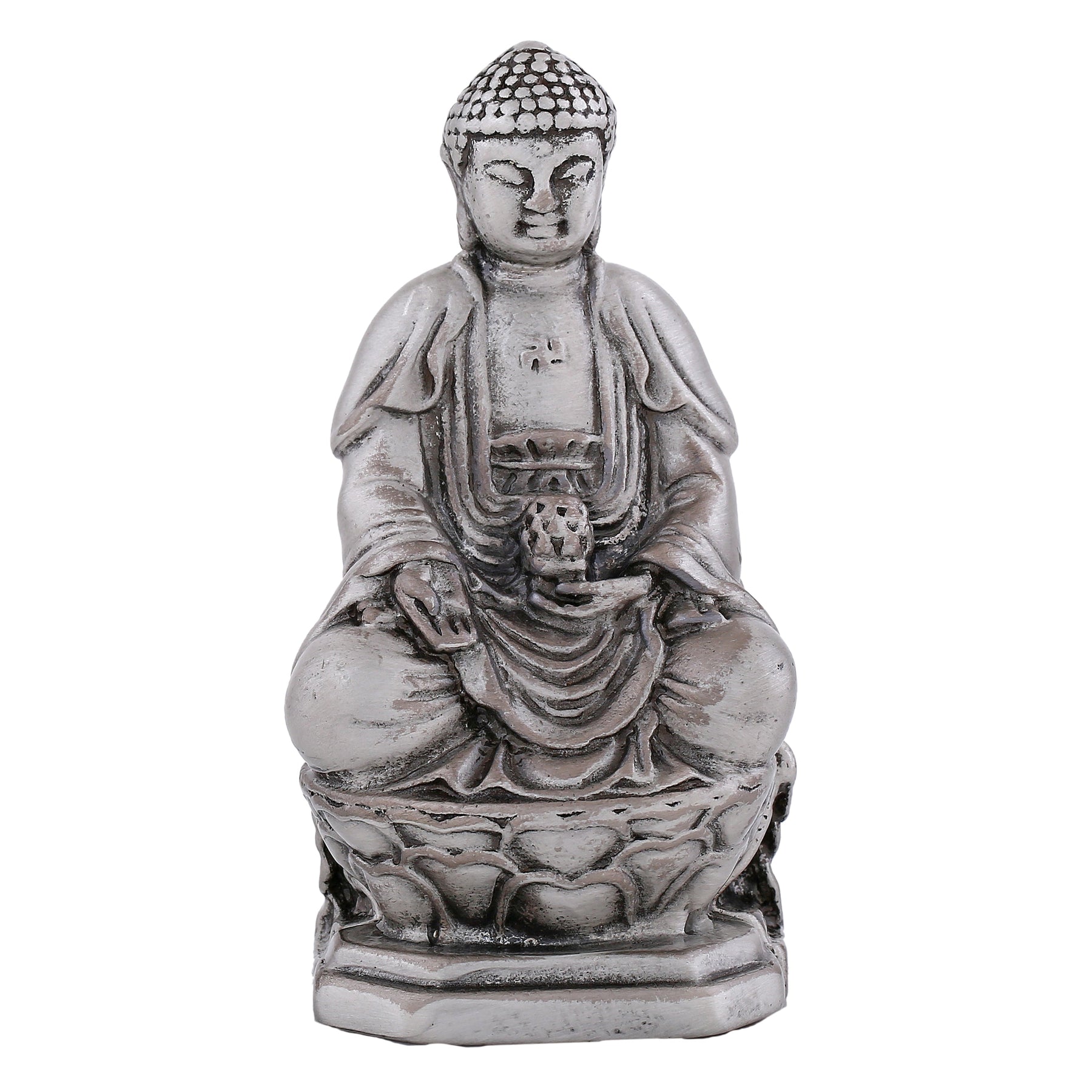 Estele Rhodium Plated Oxidized Lord Gautam Buddha Mediatating Idol statue for Home Décor/ working place Estele Accessories